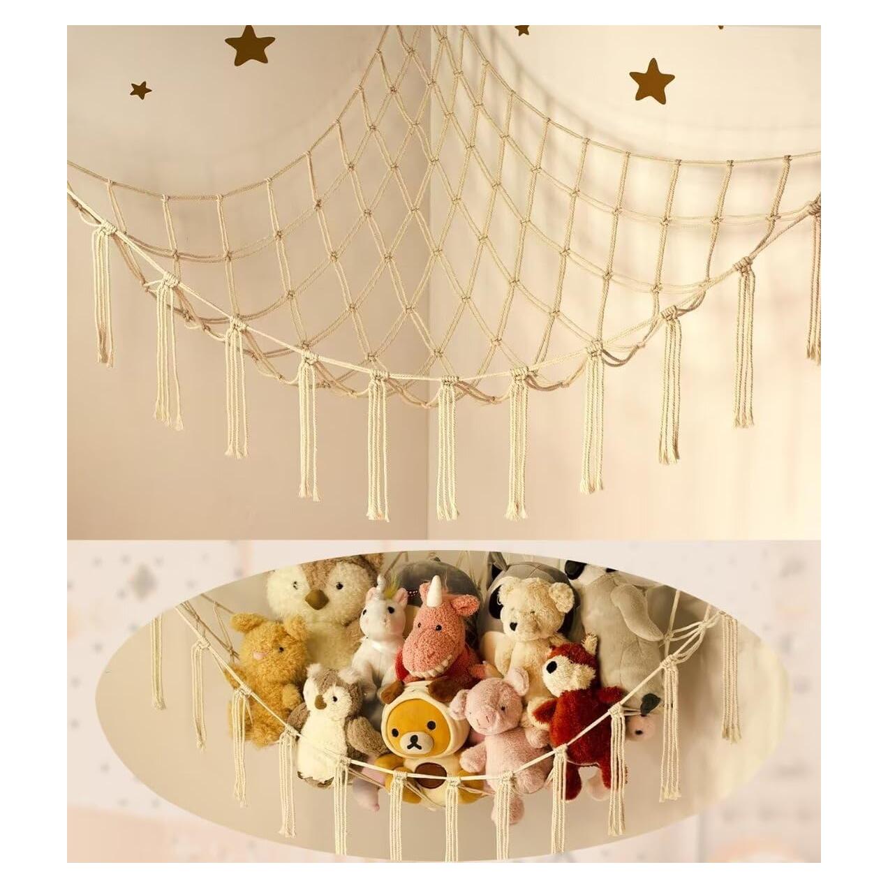 Hamaca Grande de Almacenamiento Mirolam para Peluches Beige