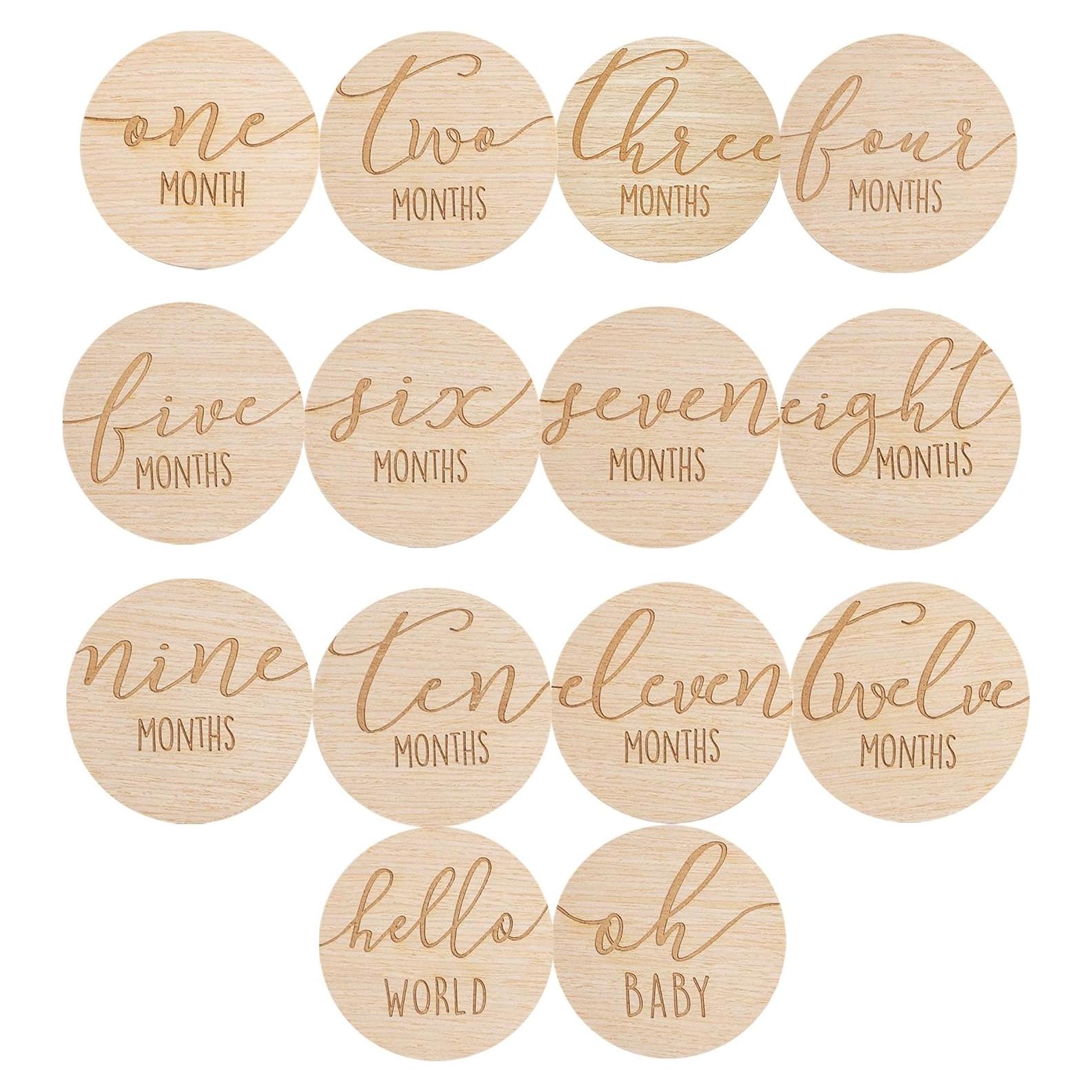 Tarjetas de Hitos Mensuales Pearhead - 7 Discos de Madera