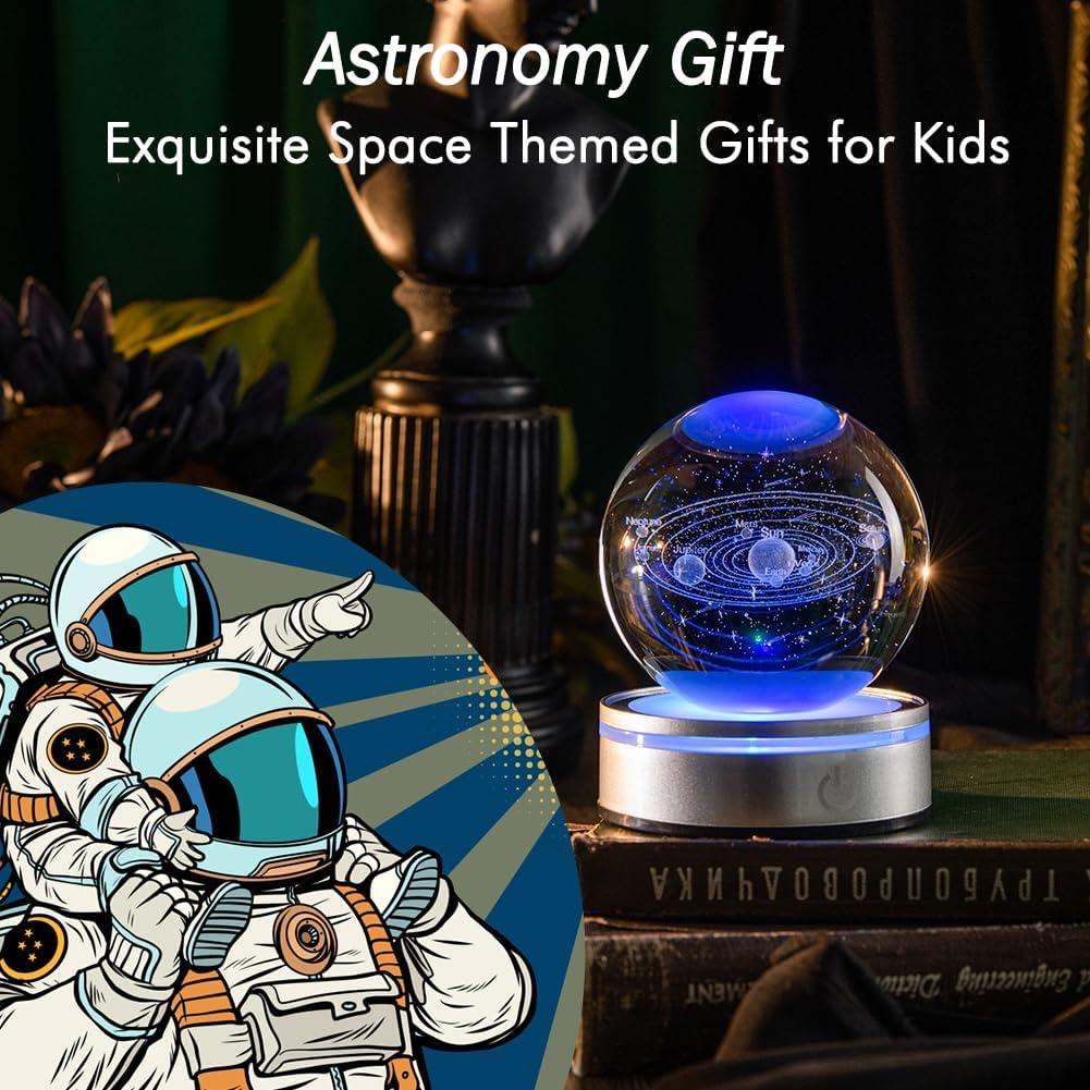 Bola de Cristal 3D Sistema Solar IFOLAINA 8 cm Luz LED