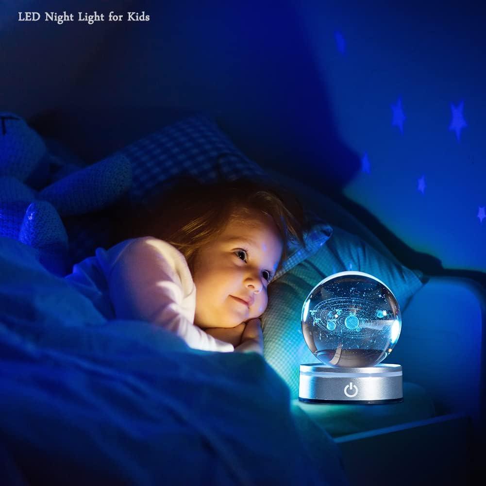 Bola de Cristal 3D Sistema Solar IFOLAINA 8 cm Luz LED