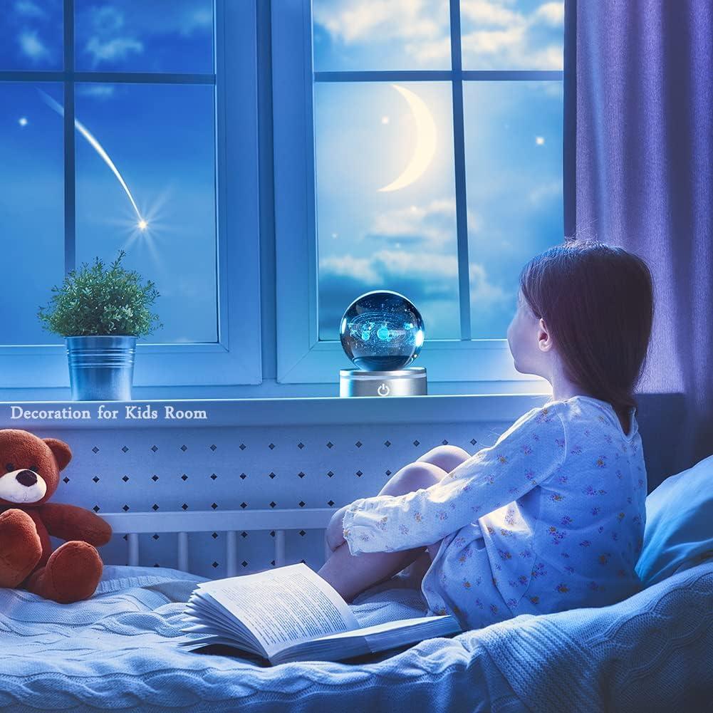 Bola de Cristal 3D Sistema Solar IFOLAINA 8 cm Luz LED