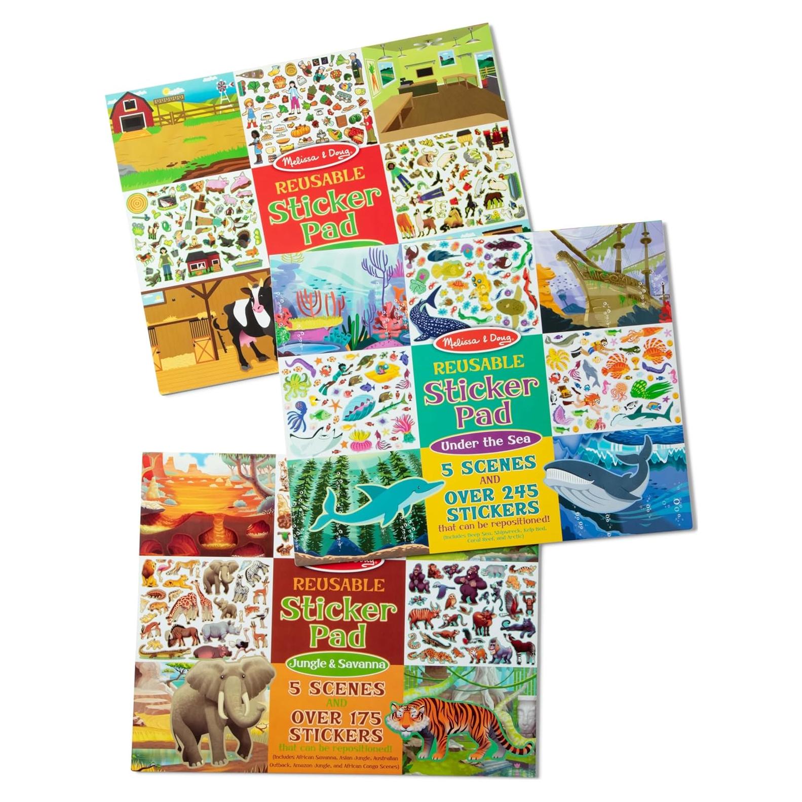 Almohadillas de Calcomanías Reutilizables Melissa & Doug - Selva, Granja y Mar