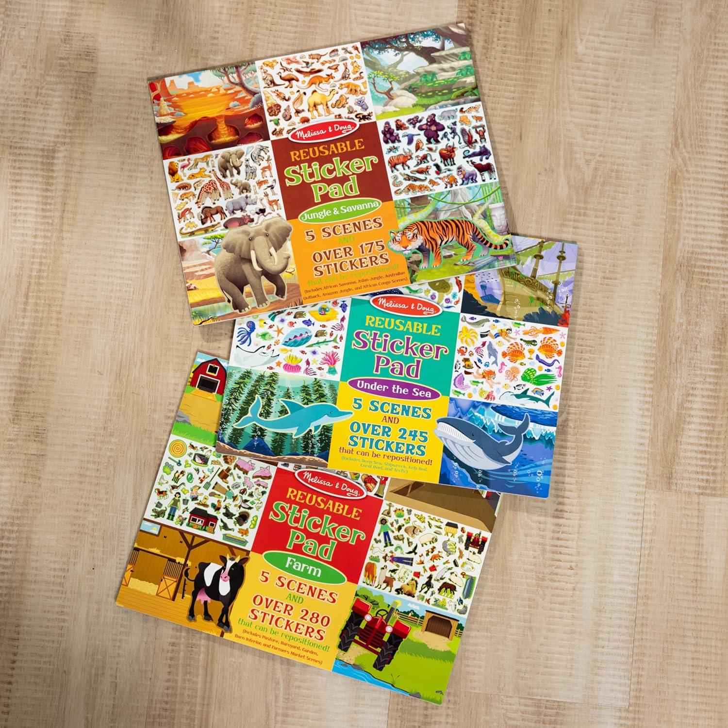 Almohadillas de Calcomanías Reutilizables Melissa & Doug - Selva, Granja y Mar