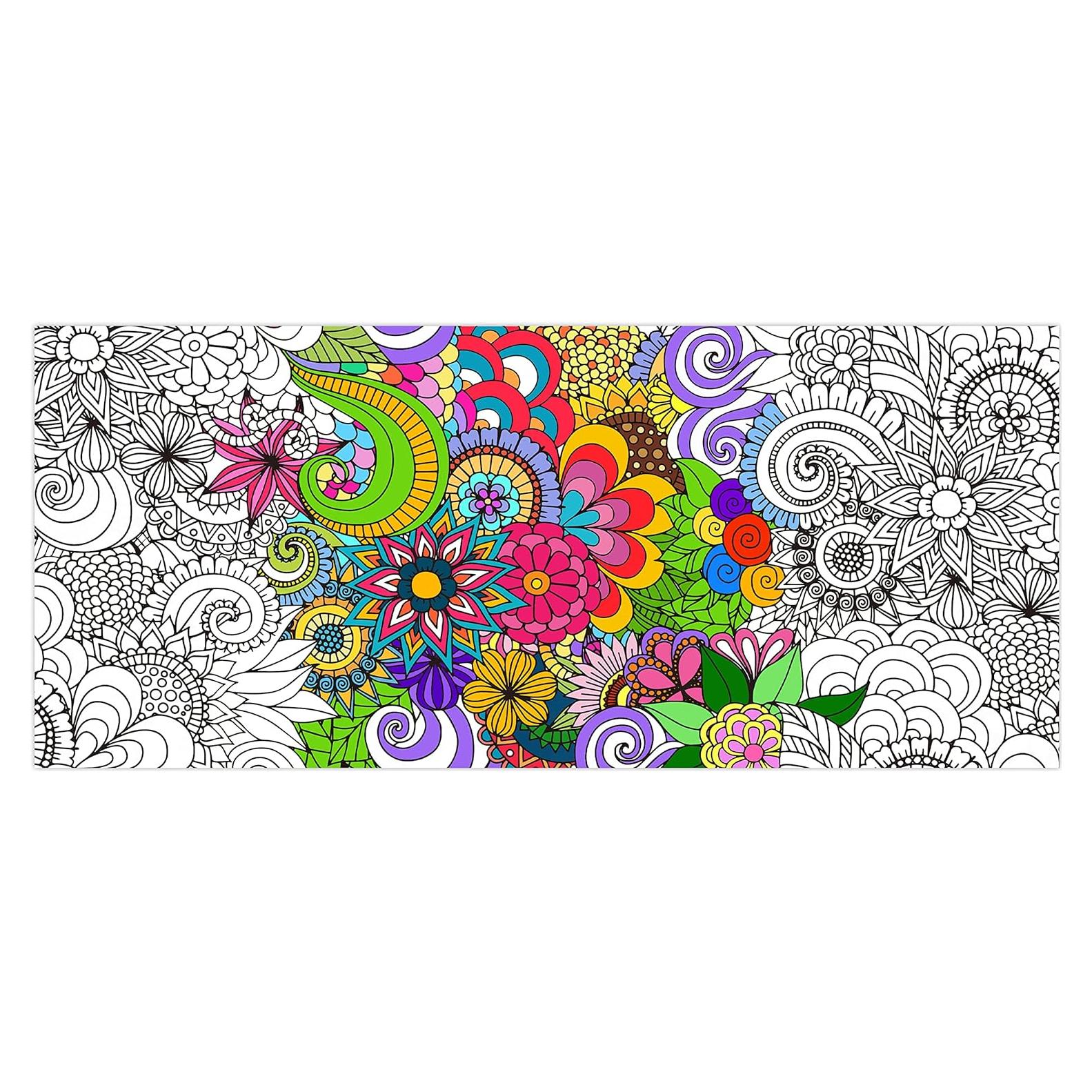 Póster de Colorear Mandala Jumbo Dvbonike 140x60 cm Floral