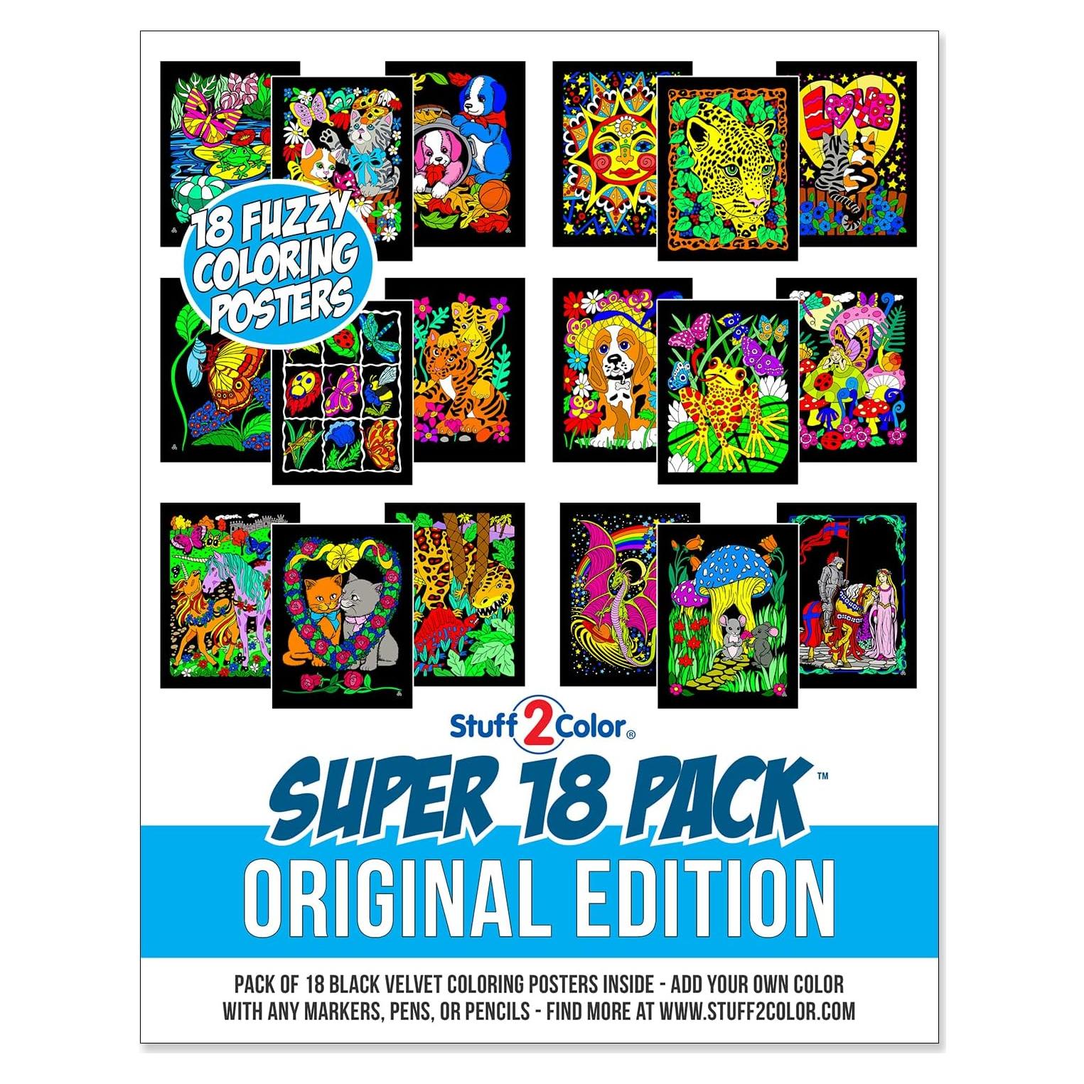 Pack de 18 Pósters para Colorear Stuff2Color - Terciopelo Difuso