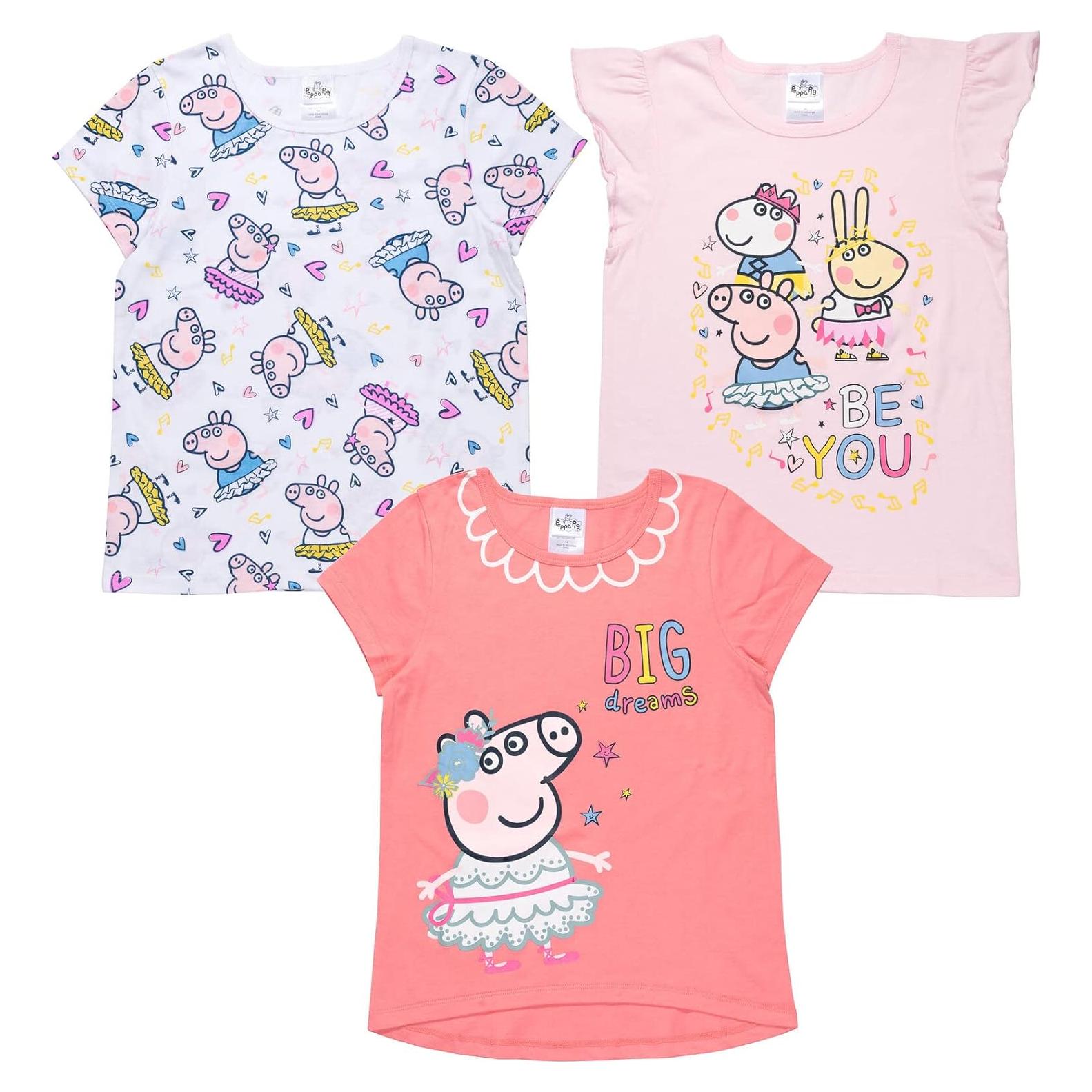 Camisetas Peppa Pig para Niñas, Paquete de 3, Talla 10-12