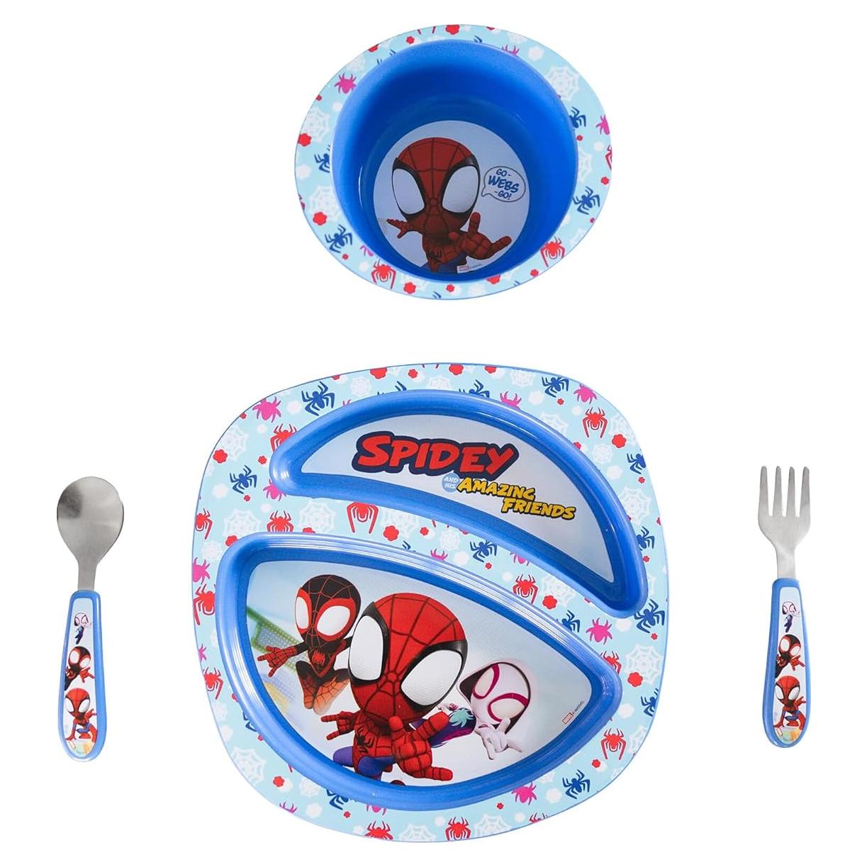 Juego de Vajilla para Niños Spidey 4 Piezas - Apto Lavavajillas