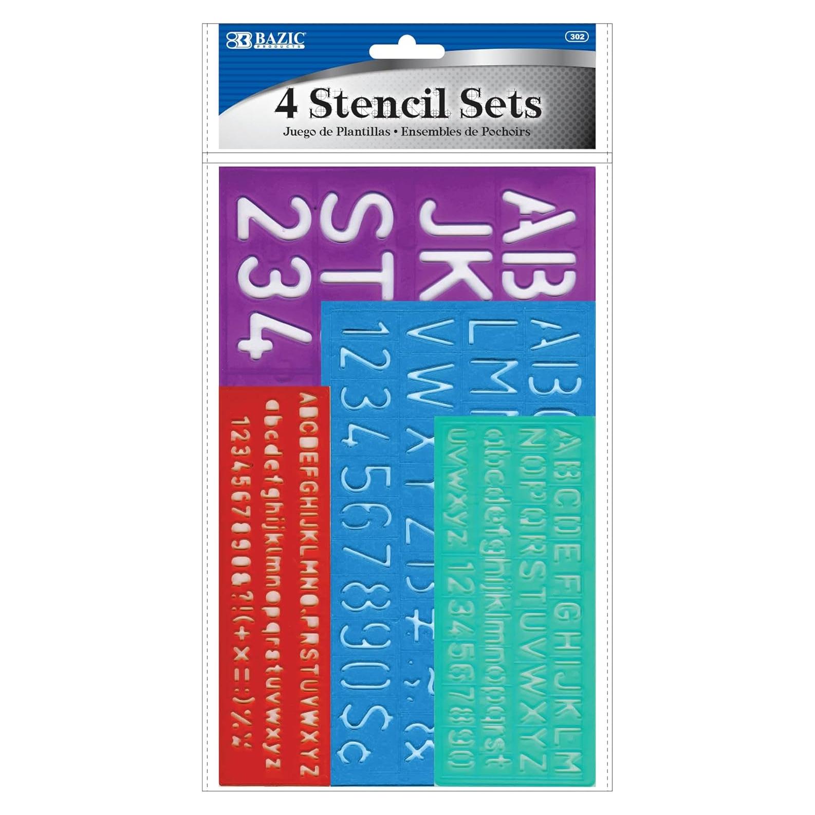 Conjunto de Plantillas de Letras BAZIC 8-30 mm, Plástico