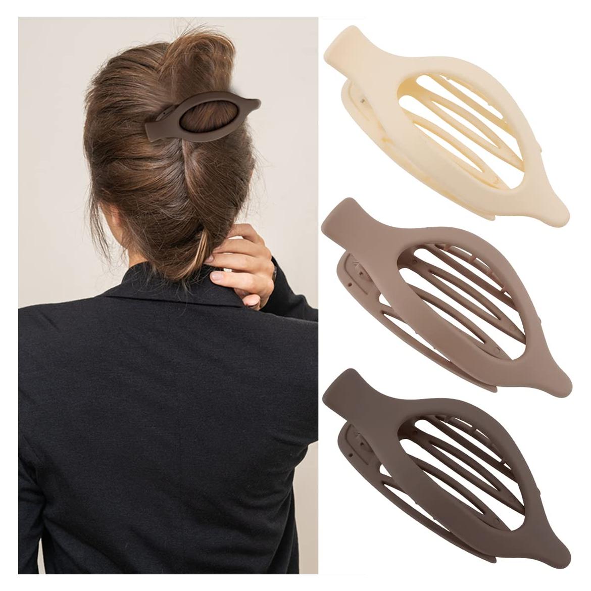 Pinzas Planas para Cabello Atoden - 3 Pcs, 11.94 cm, Antideslizantes