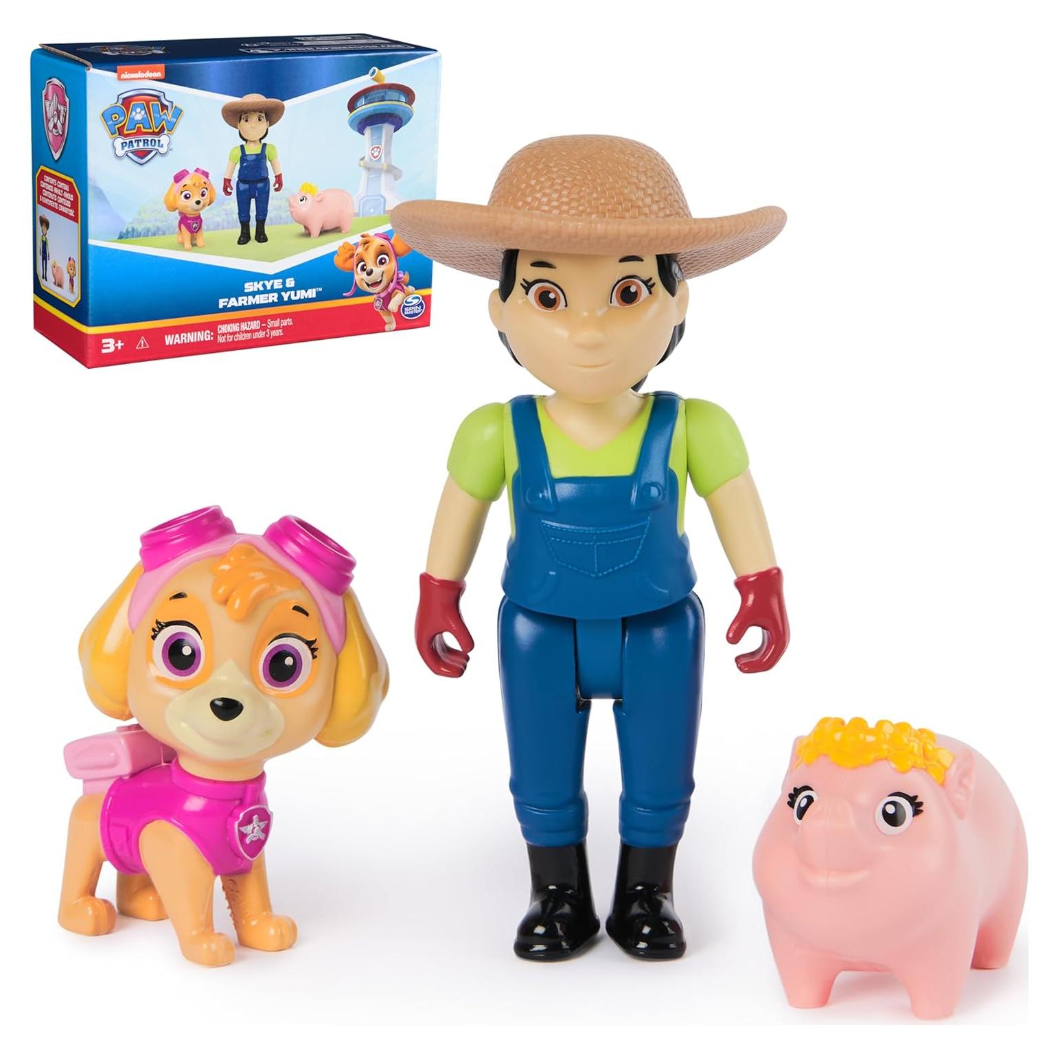Figuras de Paw Patrol Skye, Farmer Yumi y Cerdito - Juguetes