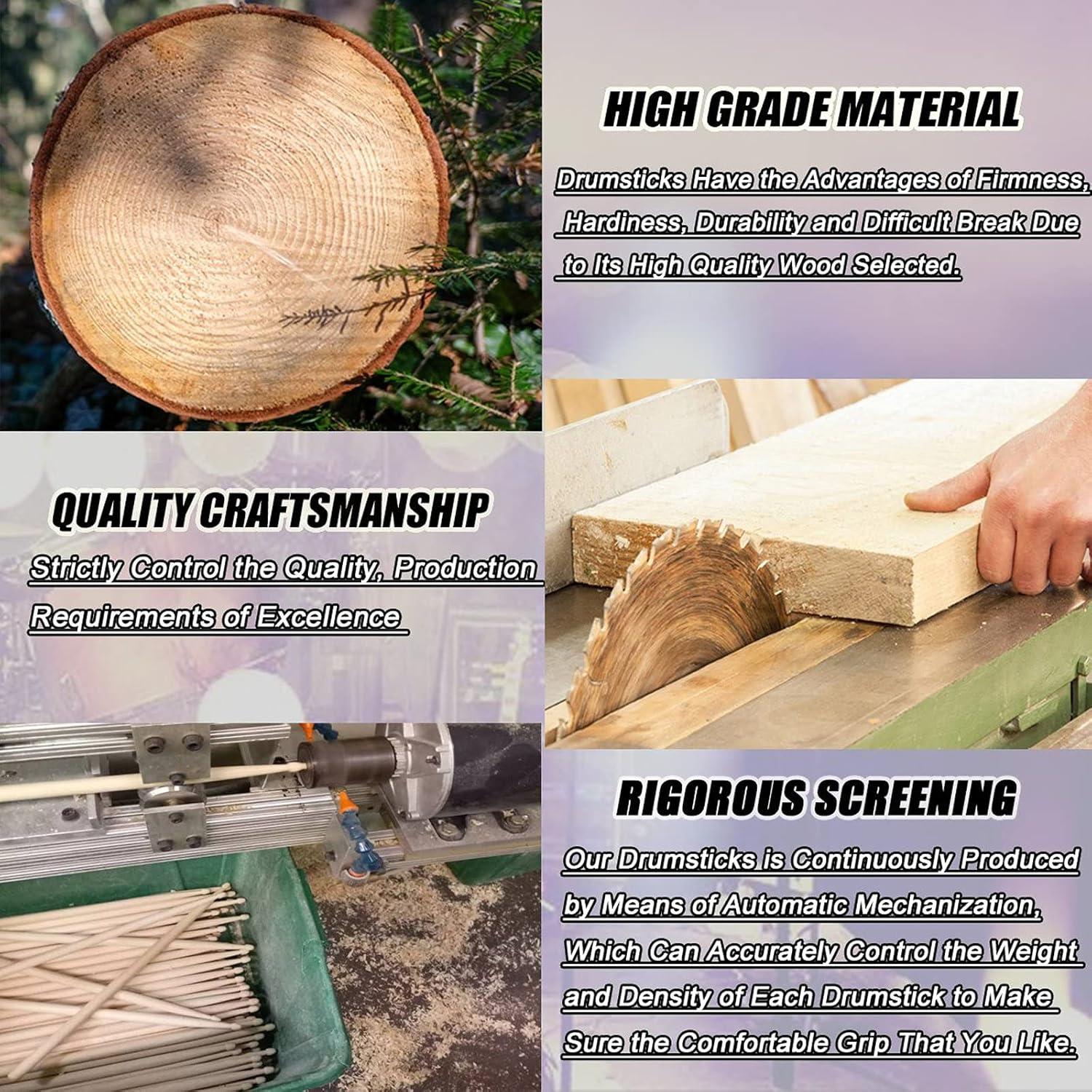 Palillos de Batería WOGOD 5A de Arce - 2 Pares