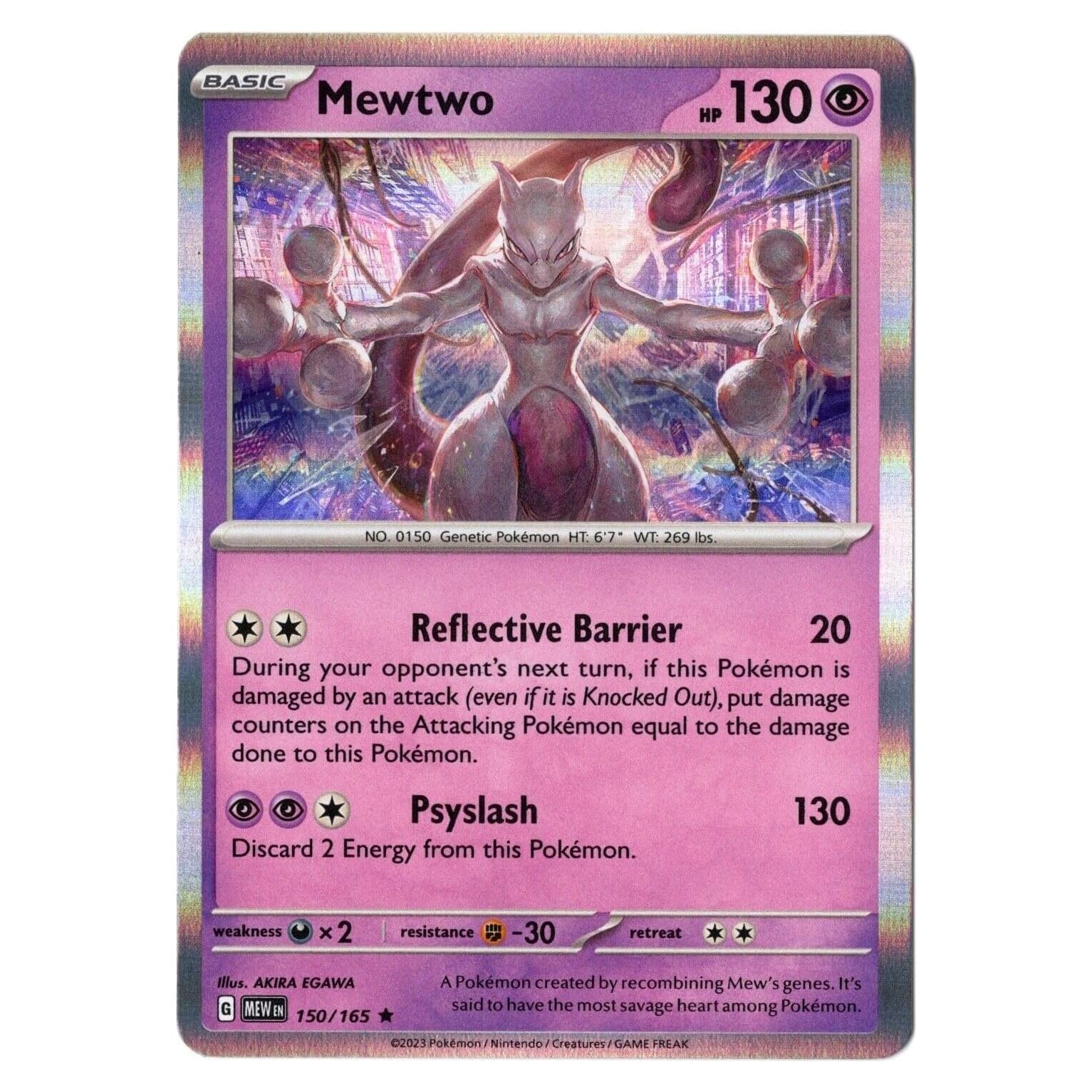 Tarjeta Pokémon Mewtwo 150/165 Holo Rara 2023 Inglés