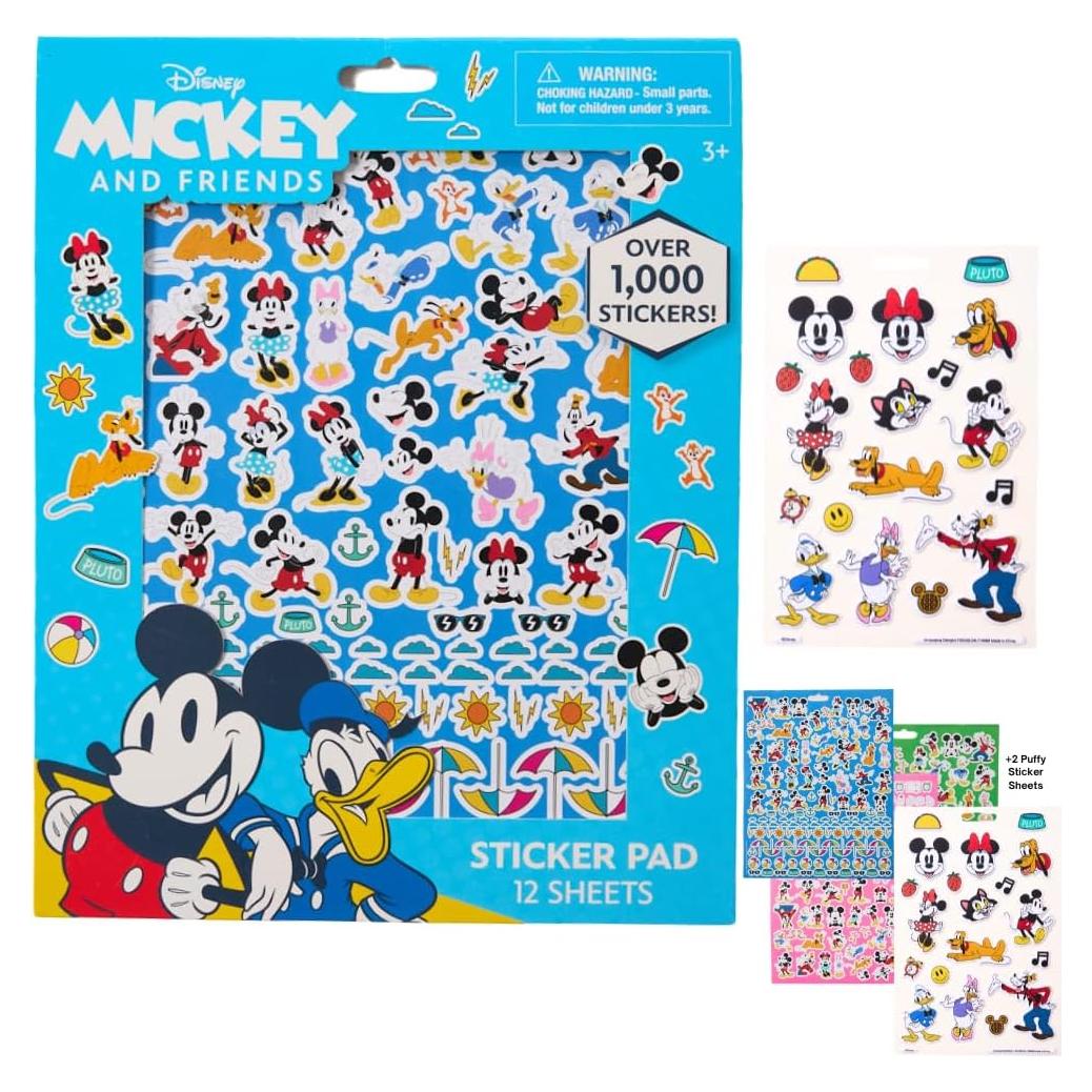 Set de Pegatinas Disney Mickey Mouse 12 Hojas + 1000 Stickers