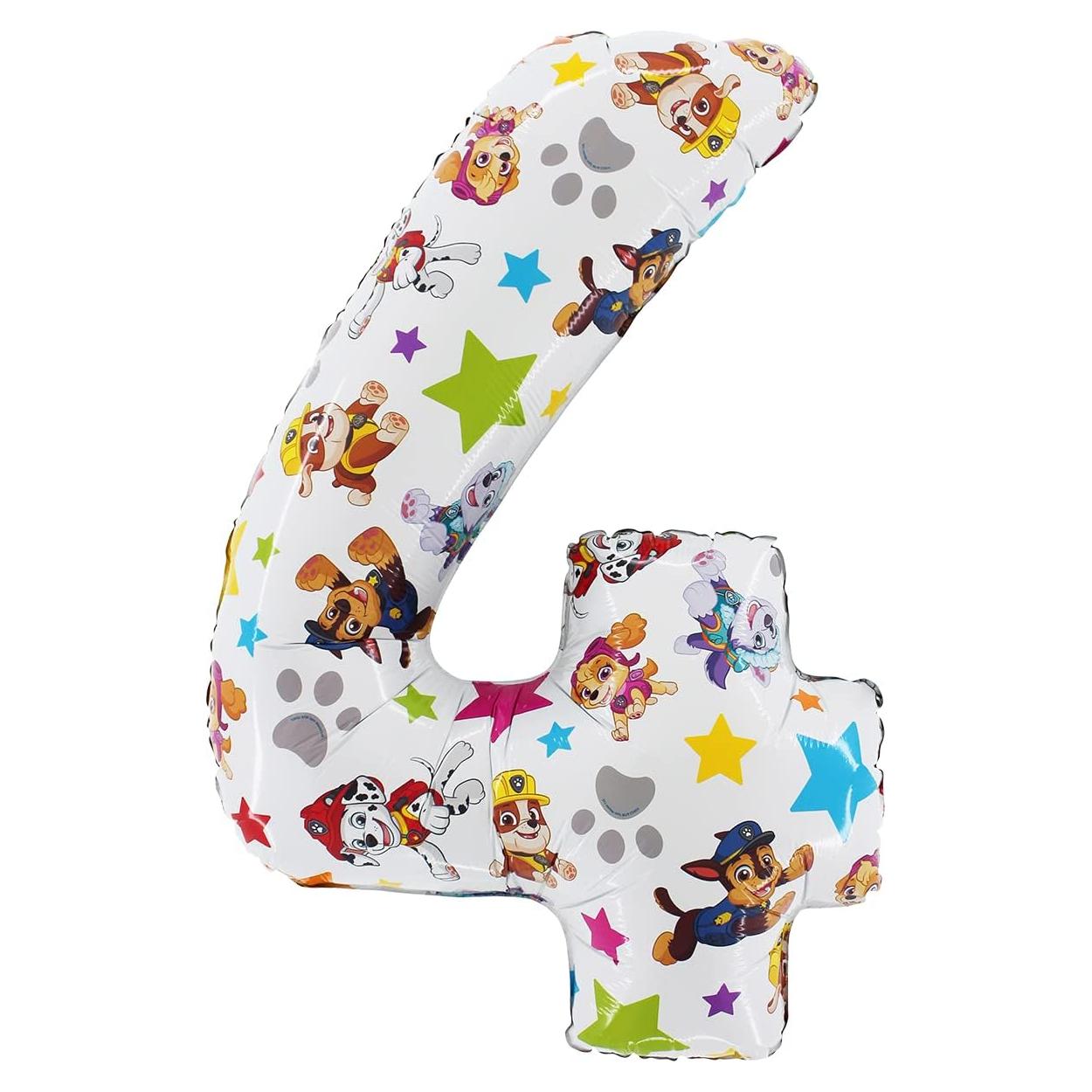 Globo de Aluminio Toyland® Paw Patrol Número 4 - 66 cm
