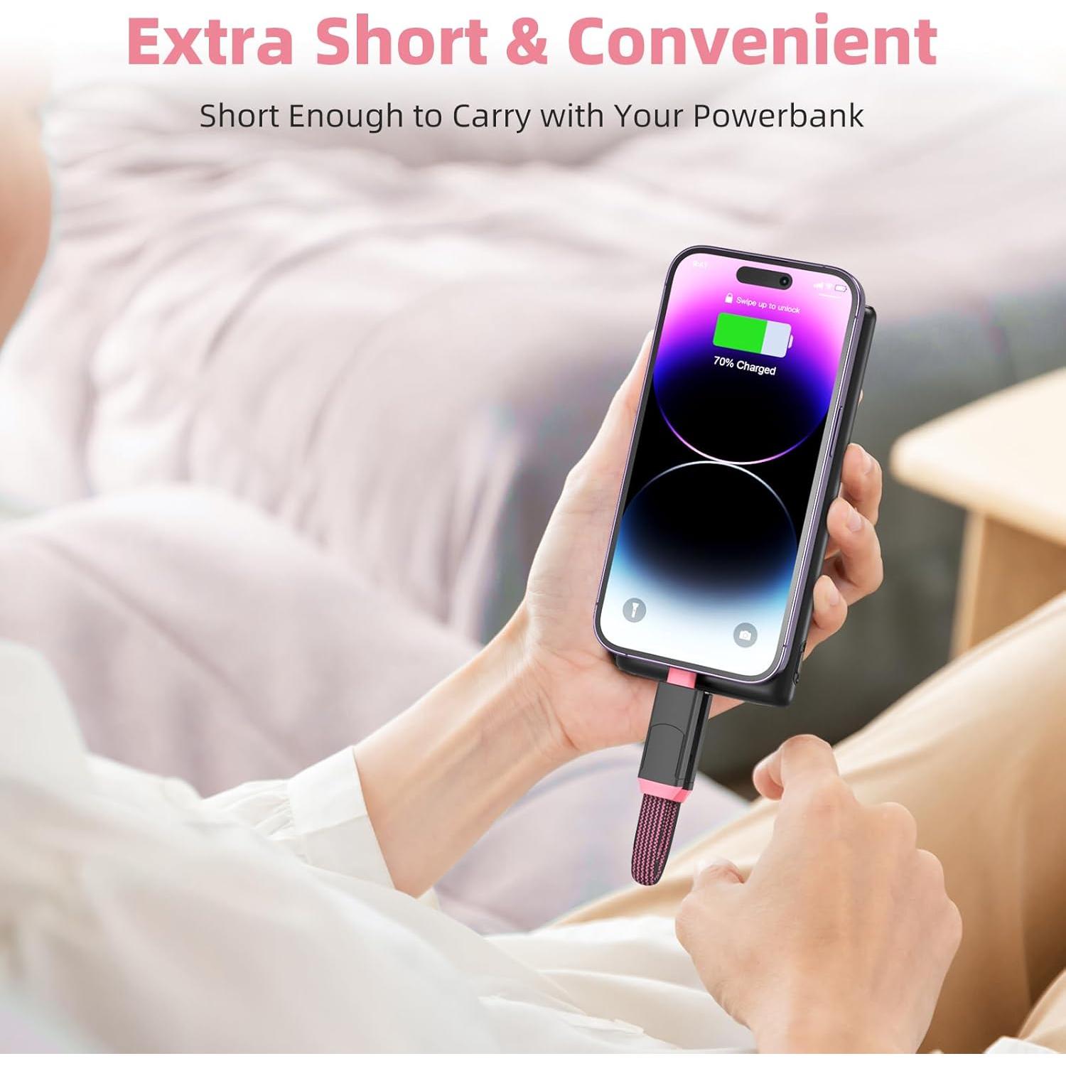 Cable de Carga Múltiple 4 en 1 ZONLELE Rosa 2Pack USB-C