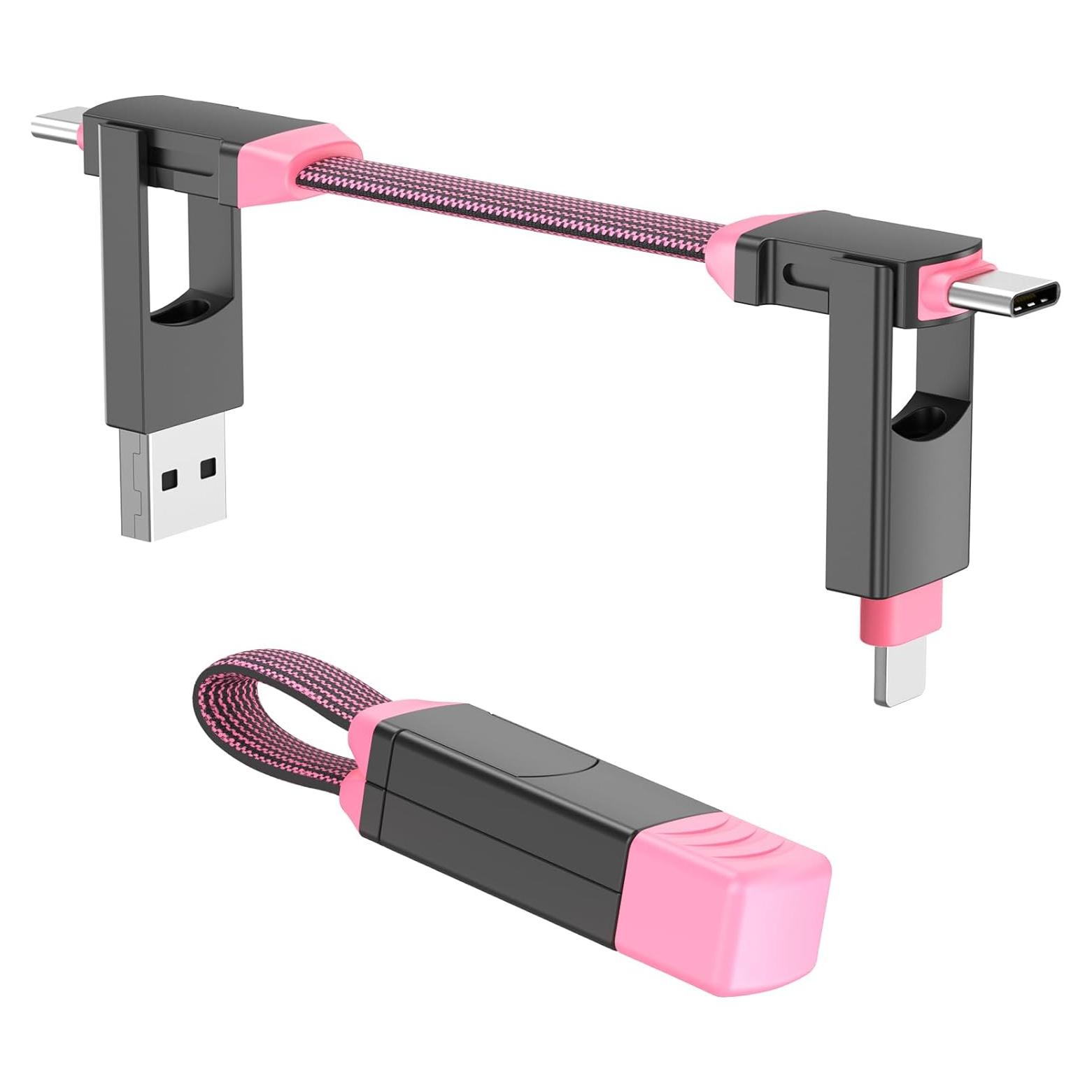Cable de Carga Múltiple 4 en 1 ZONLELE Rosa 2Pack USB-C