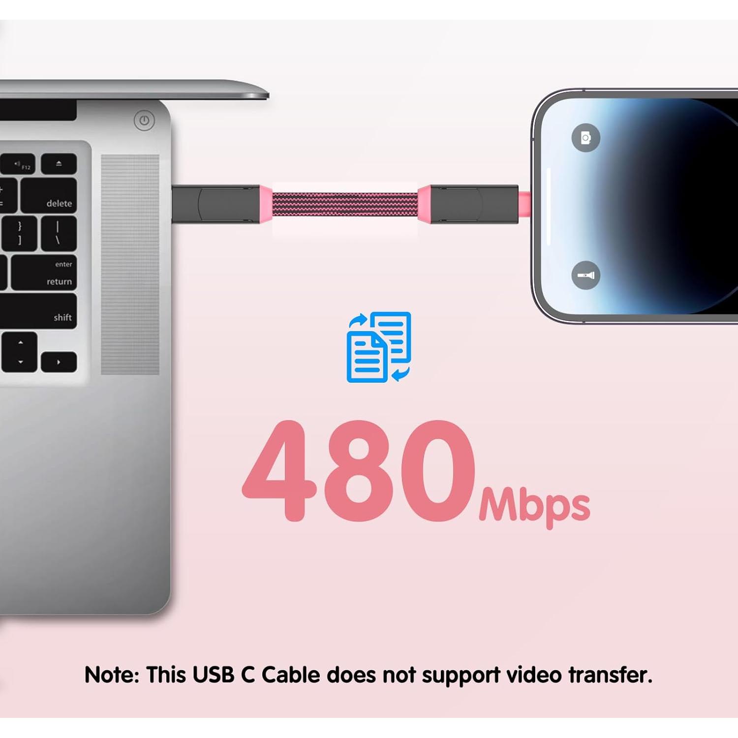 Cable de Carga Múltiple 4 en 1 ZONLELE Rosa 2Pack USB-C