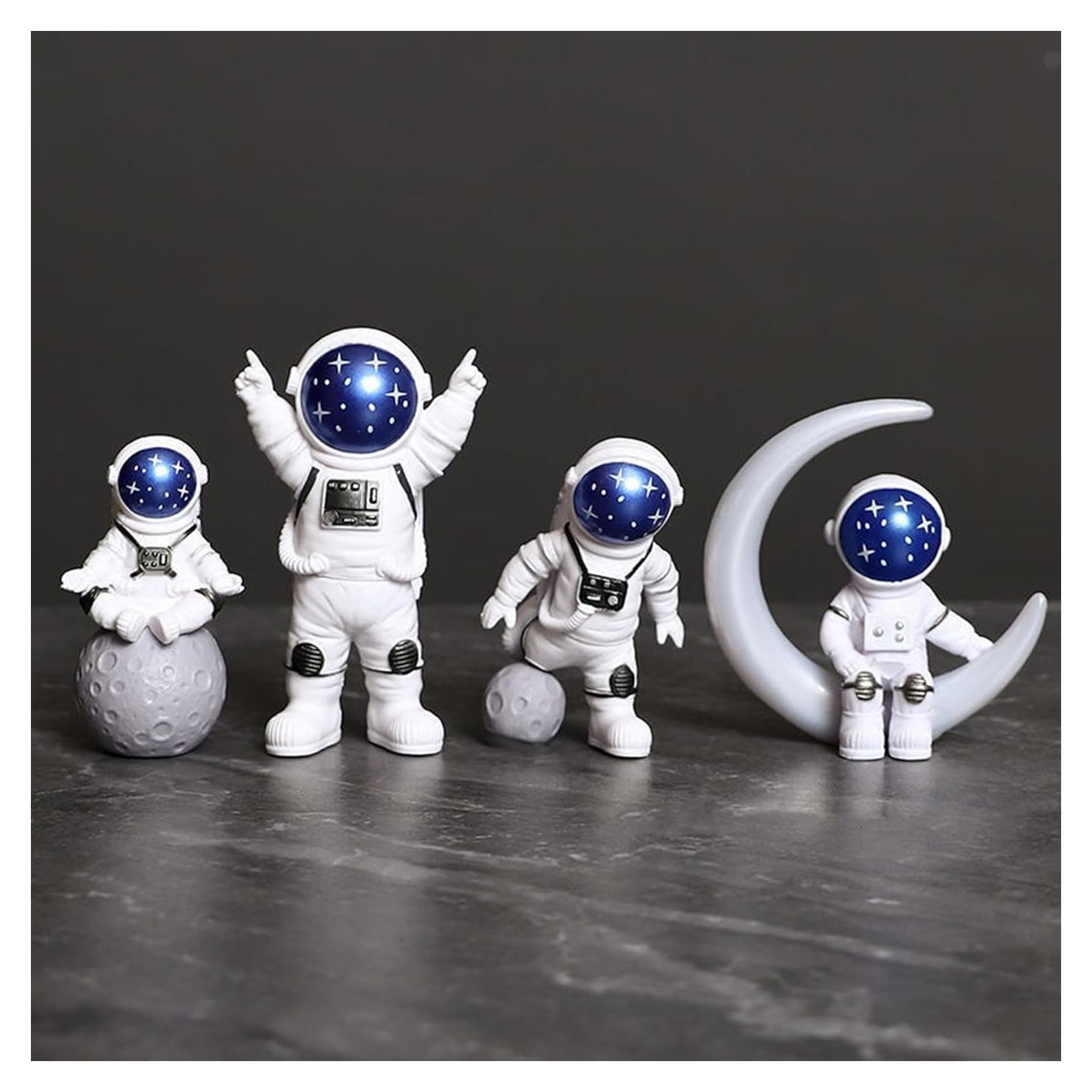 Conjunto de 4 Estatuas de Astronautas Ni-JASW Azul y Blanco