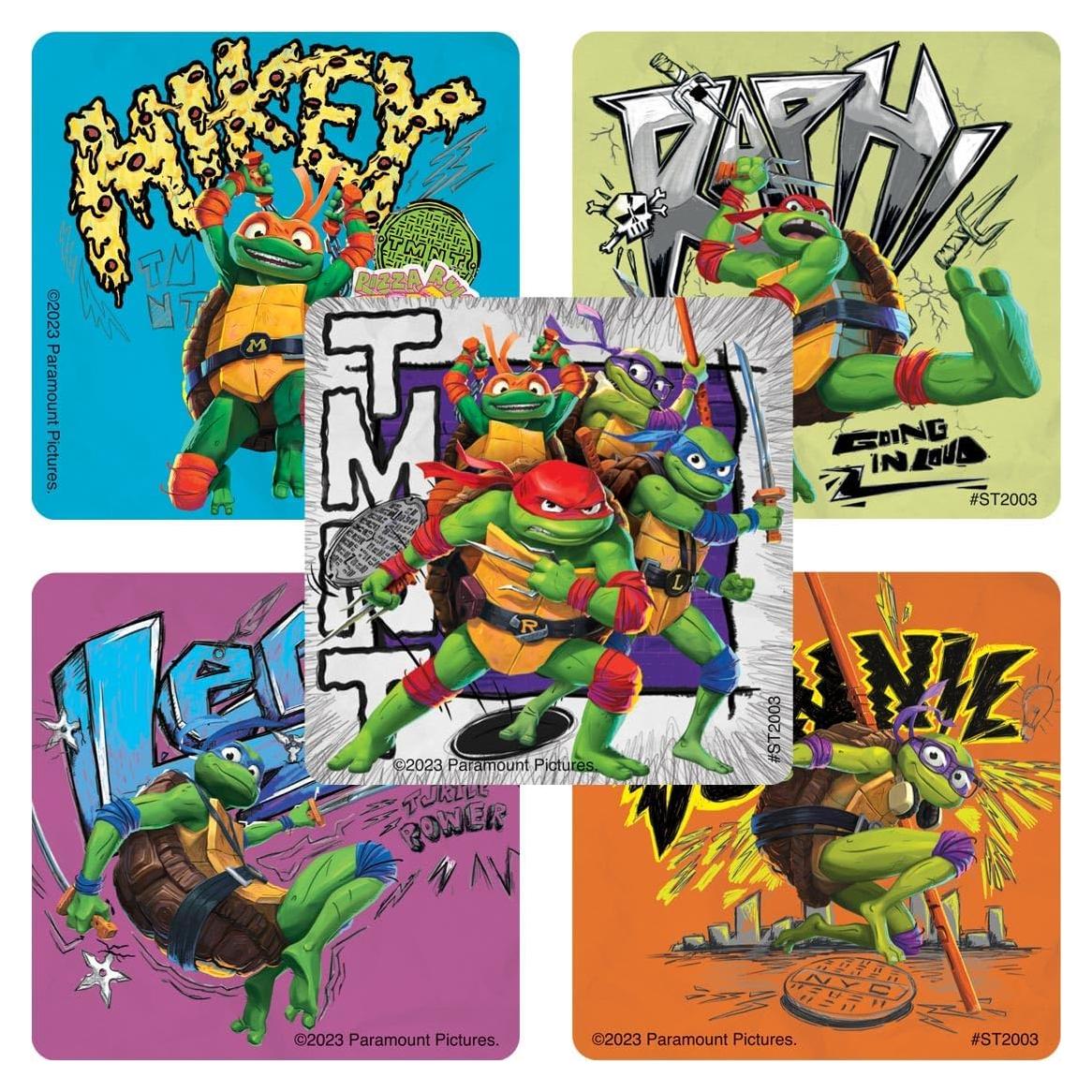 Pegatinas Tortugas Ninja SmileMakers 100 Unidades 6.35 cm Graffiti