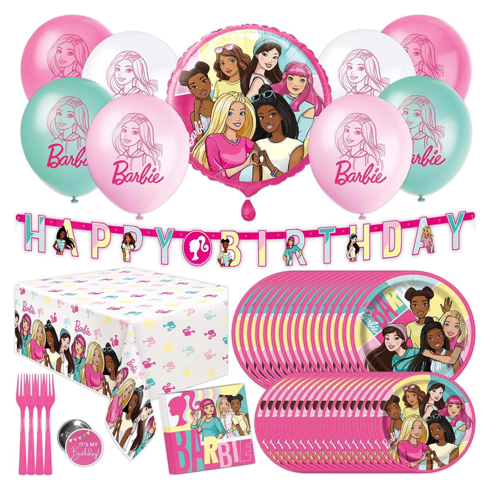 Kit de Decoraciones de Cumpleaños Barbie para 16 Invitados