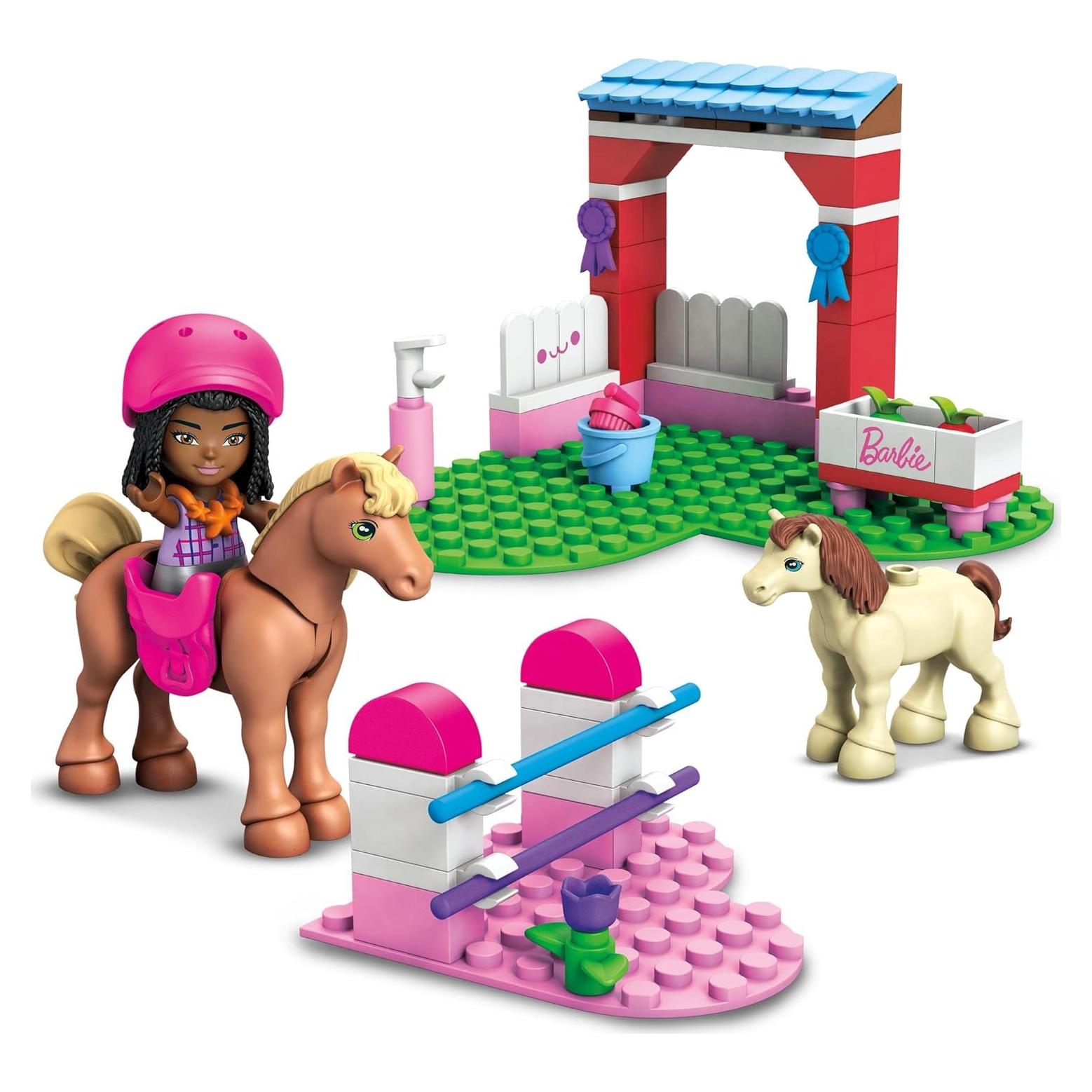 Set de Construcción Mega Barbie Salto de Caballo con 73 Piezas
