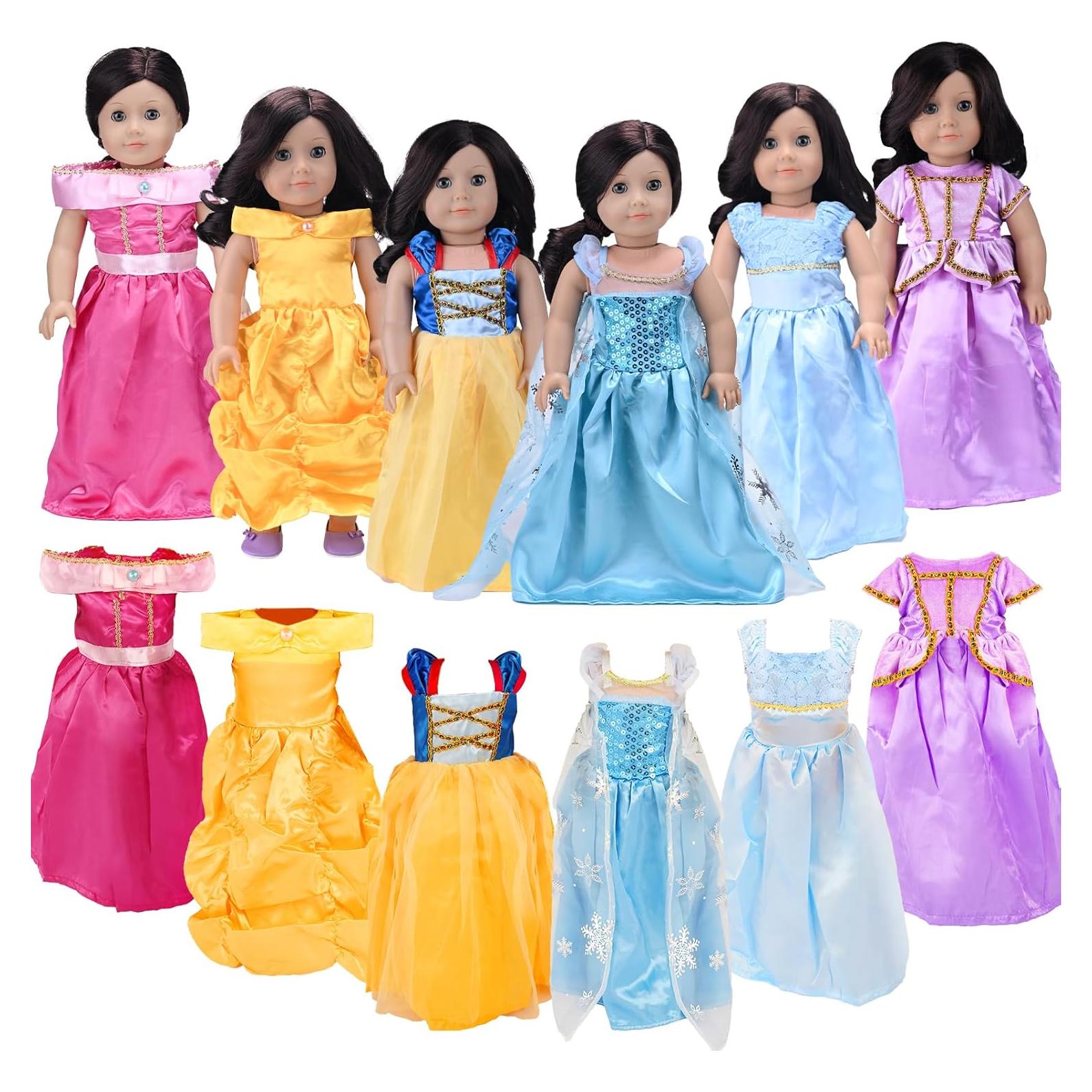 Ropa de Muñeca 18 Pulgadas Feayea - 6 Disfraces Princesa