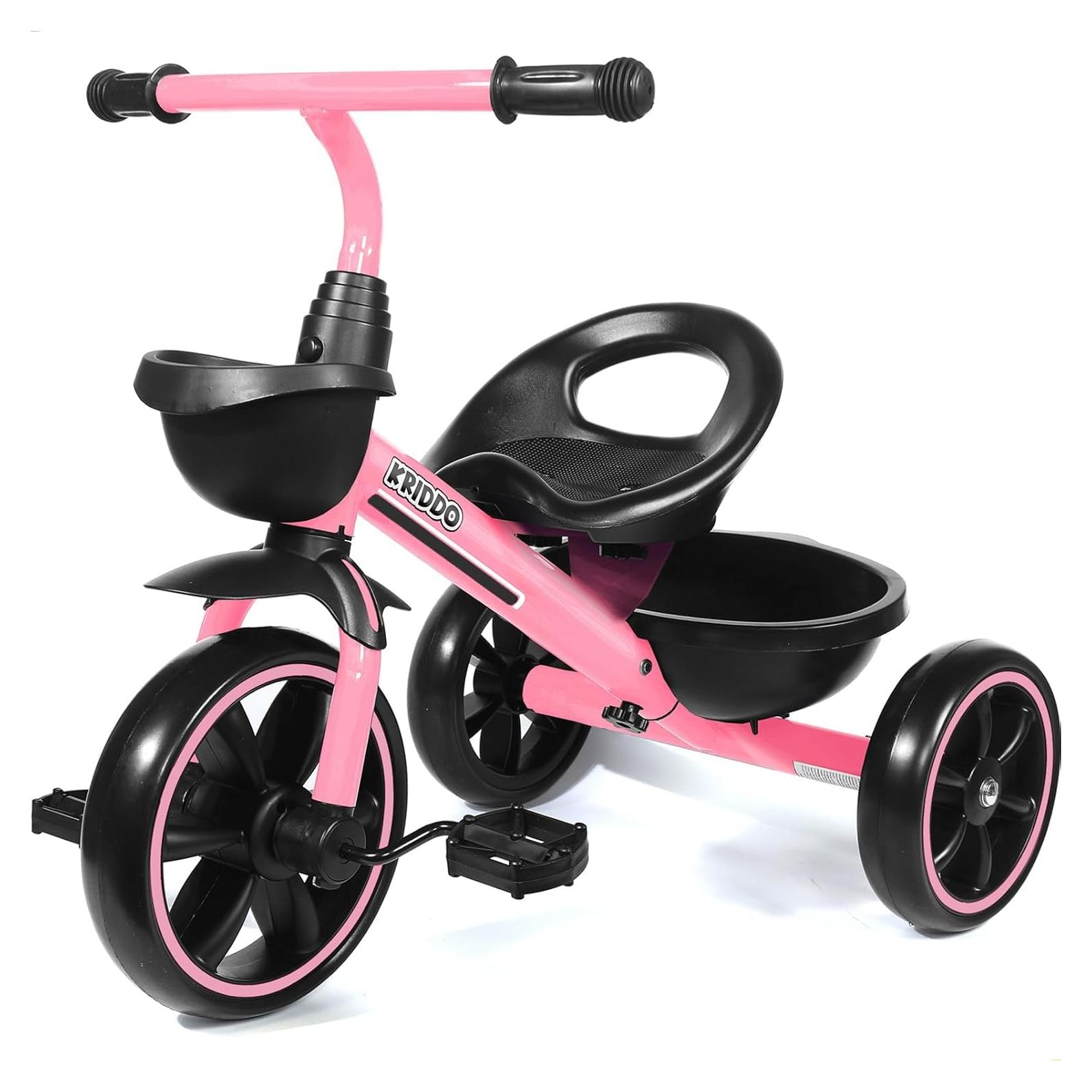 Triciclo KRIDDO Rosa para Niños 2 a 5 Años - Seguro y Ergonómico