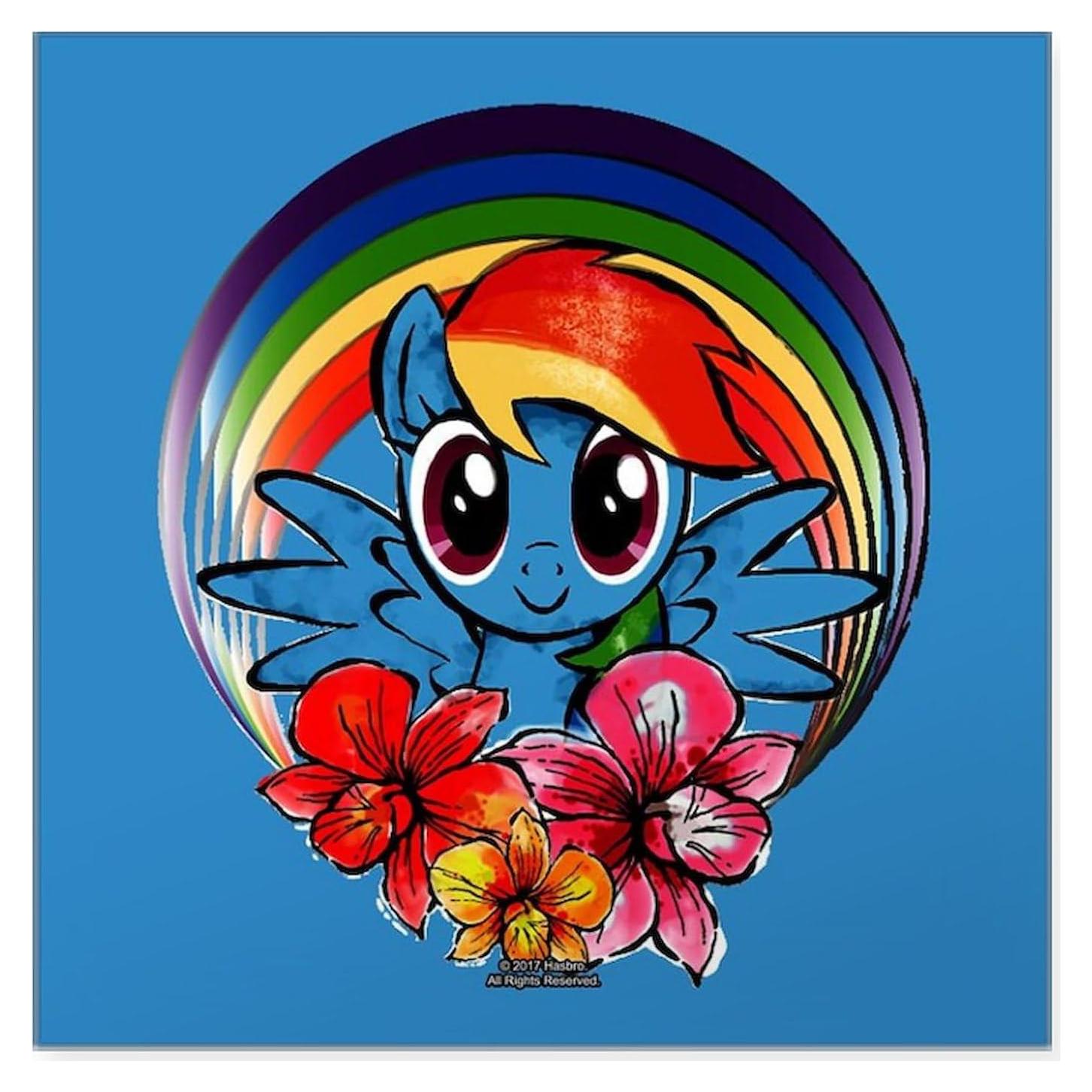 Calcomanía Vinilo CafePress 3x3" Rainbow Dash Flores