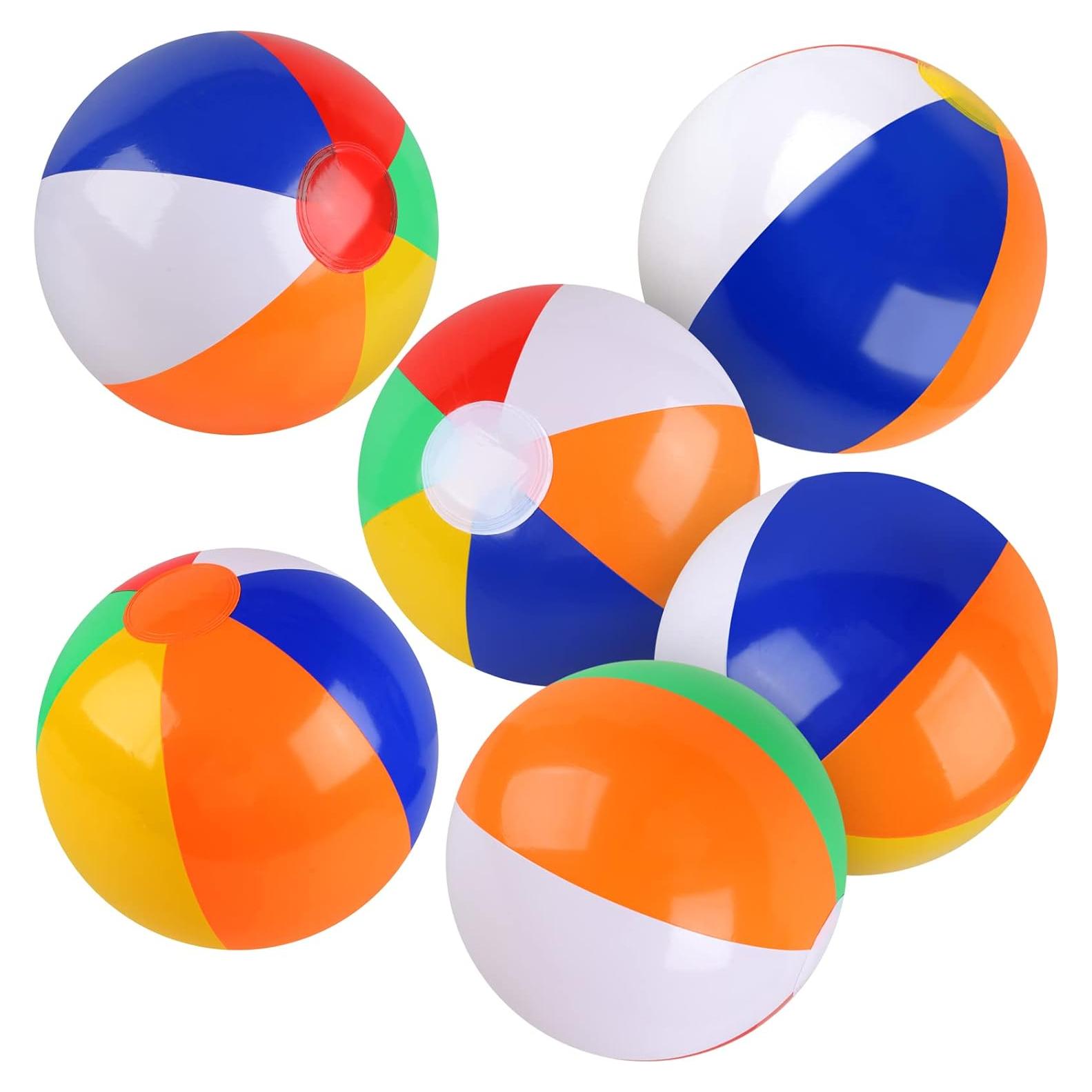 Paquete de 6 pelotas de playa Rindion 25,4 cm multicolor