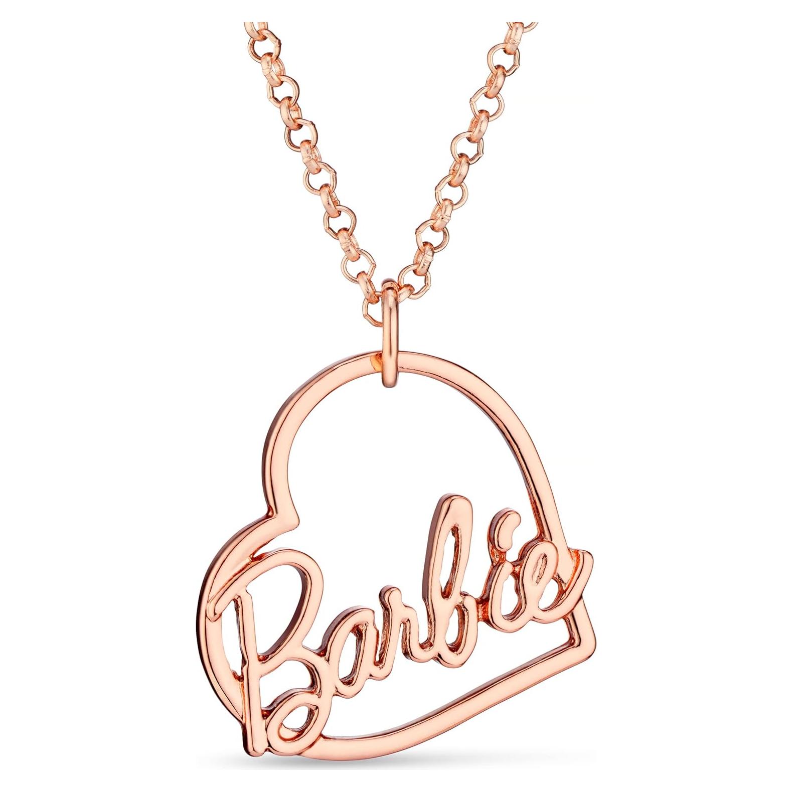 Collar Corazón Script Barbie - Cadena 40.64 cm - Oro Rosa