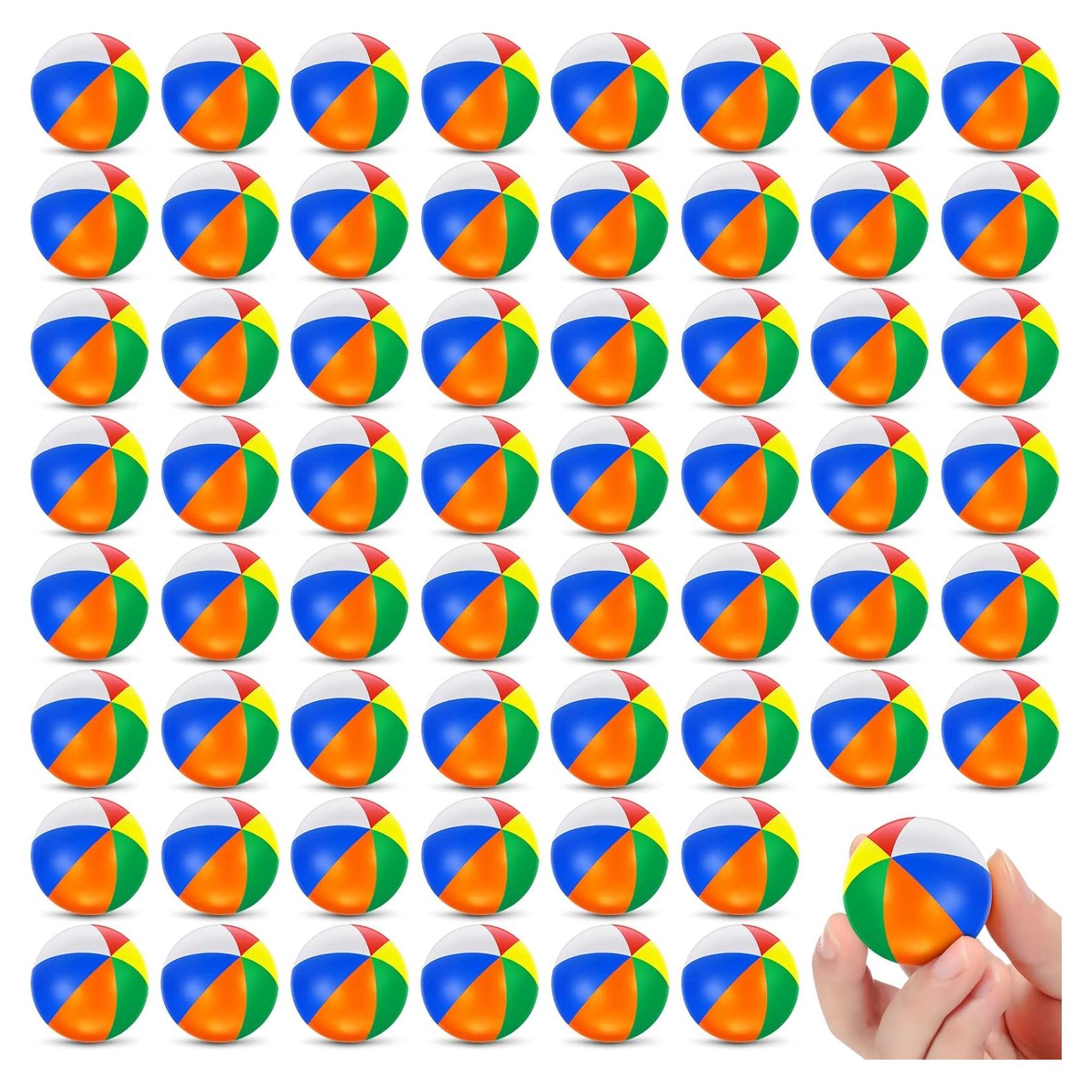 70 Mini Pelotas de Playa Arcoíris Sosation 4 cm para Fiesta