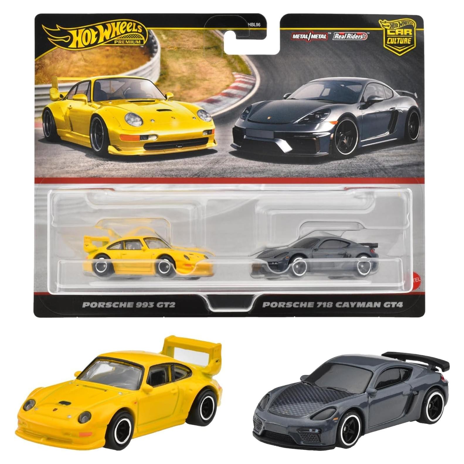 Hot Wheels Porsche 993 GT2 y 718 Cayman GT4 2 Pack Juguete