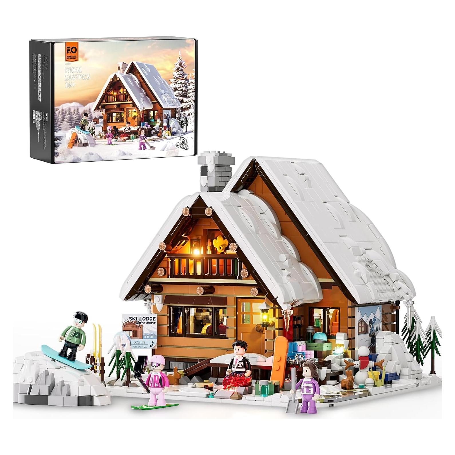 Conjunto de Ladrillos de Construcción FUNWHOLE Cabaña Navideña 2187 Piezas