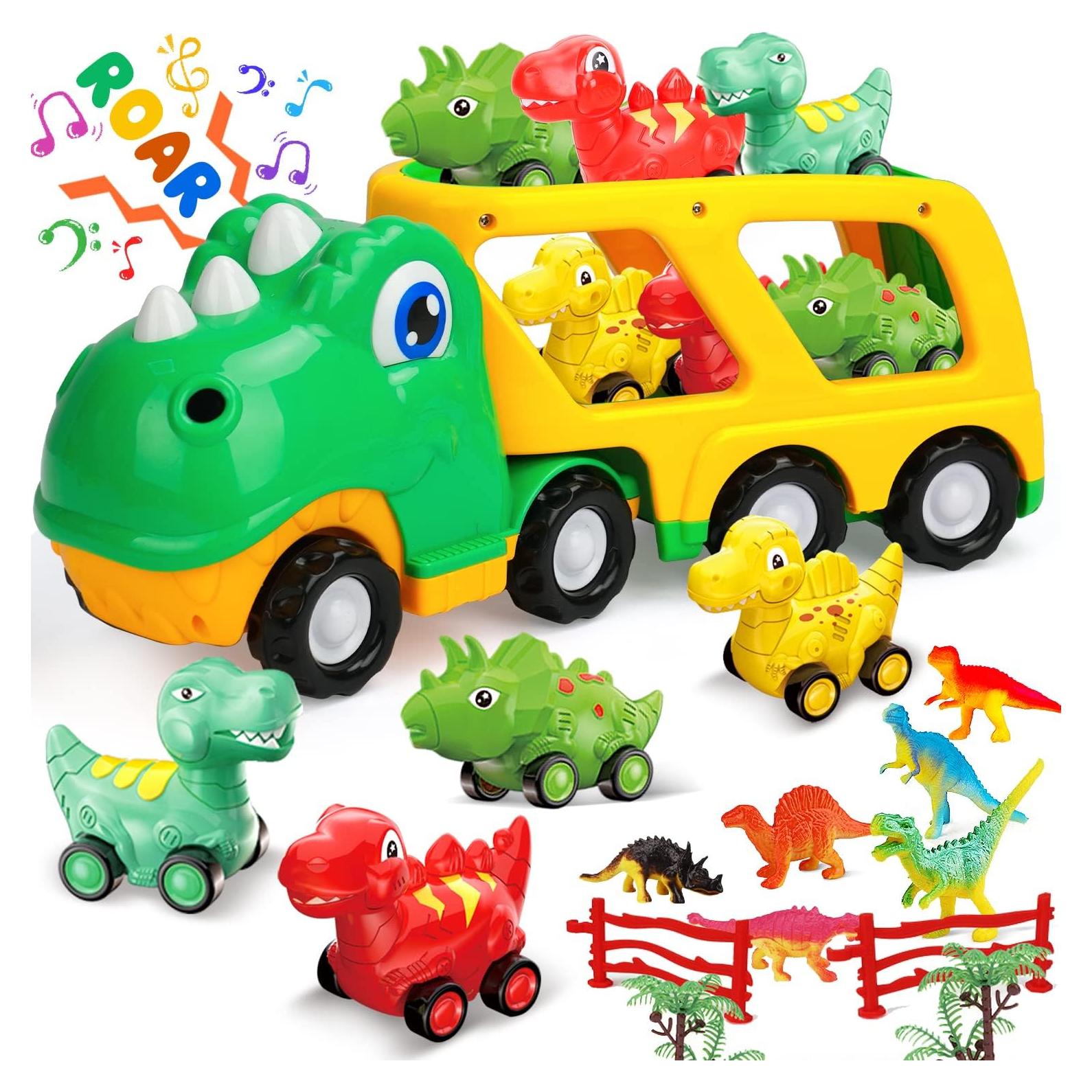 Camión Transportador de Dinosaurios TOY Life con 4 Coches