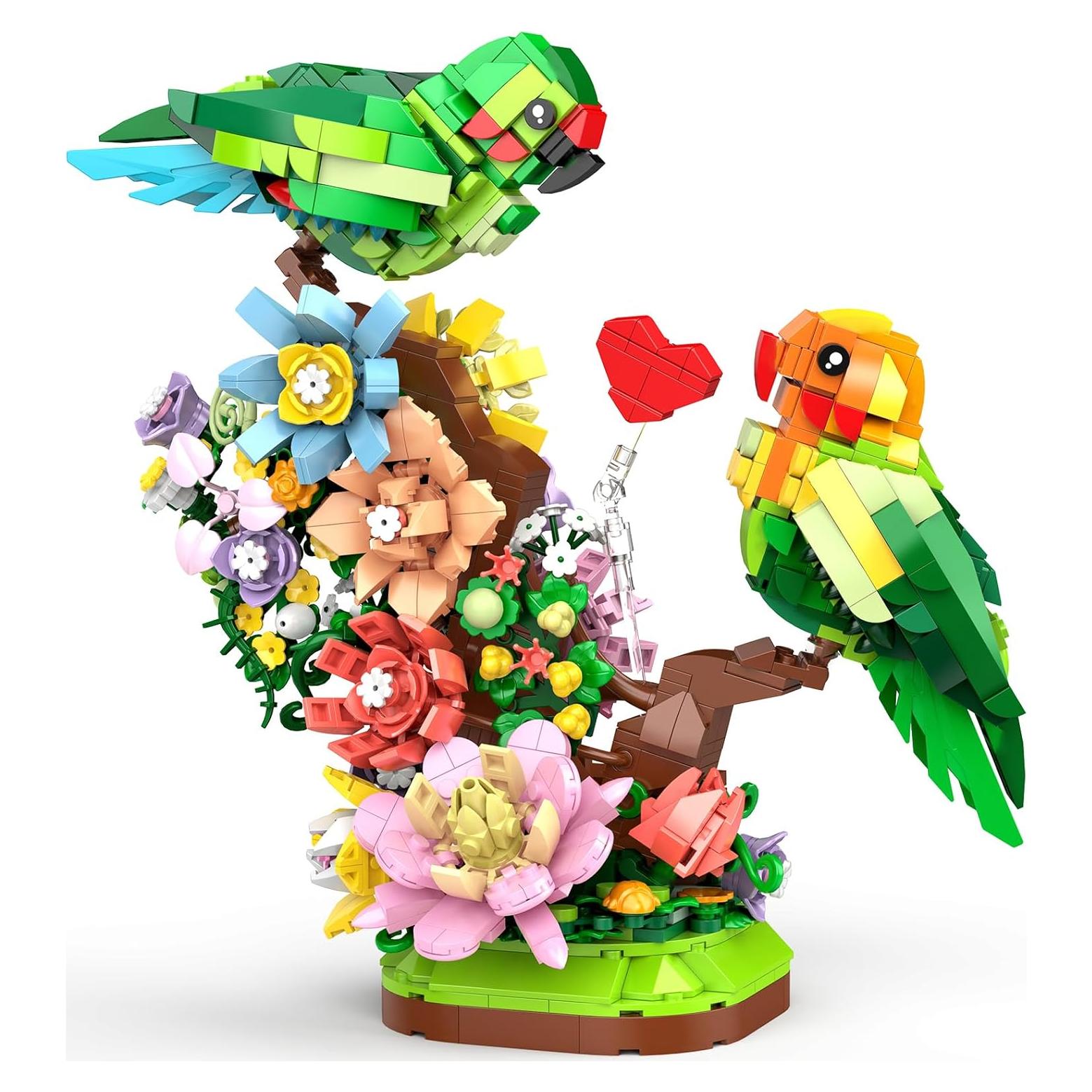 Set de Construcción de Flores y Loro Vziimo 1050 Piezas LED