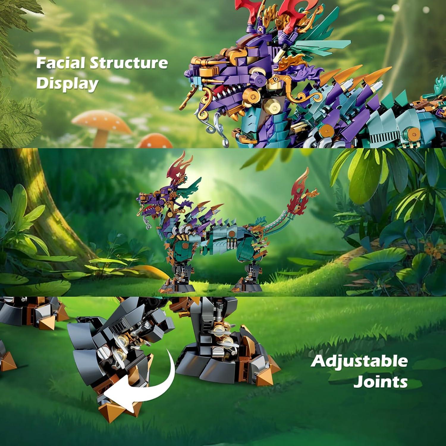 NUTCRACKER Cool Mechanical Kirin Animals Building Set, Unicorns Toy Building Set, Home Office Collectible Display Model Represents Good Luck, Easter Birthday Gift for Adult Boys Girls（1616 Pieces）