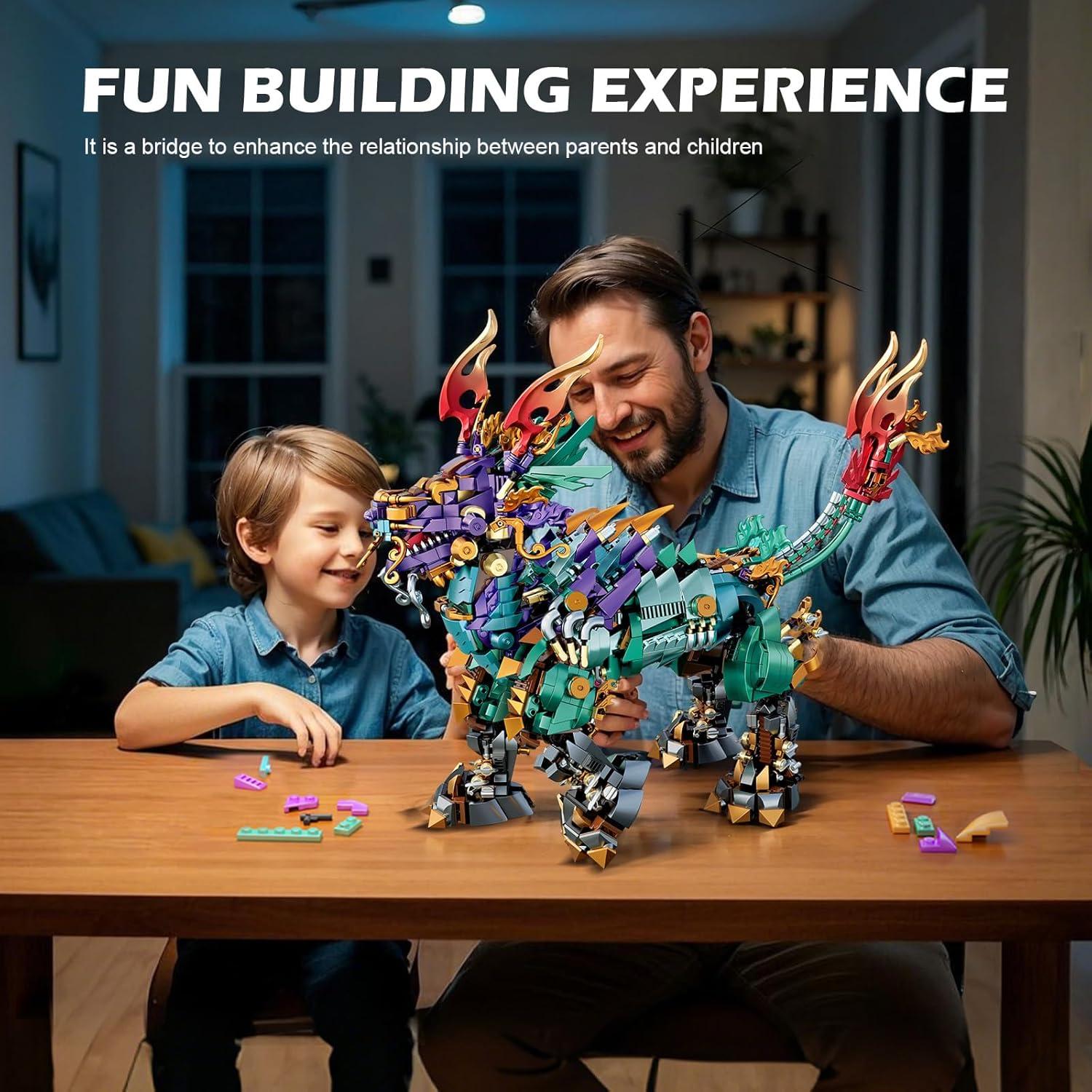 NUTCRACKER Cool Mechanical Kirin Animals Building Set, Unicorns Toy Building Set, Home Office Collectible Display Model Represents Good Luck, Easter Birthday Gift for Adult Boys Girls（1616 Pieces）