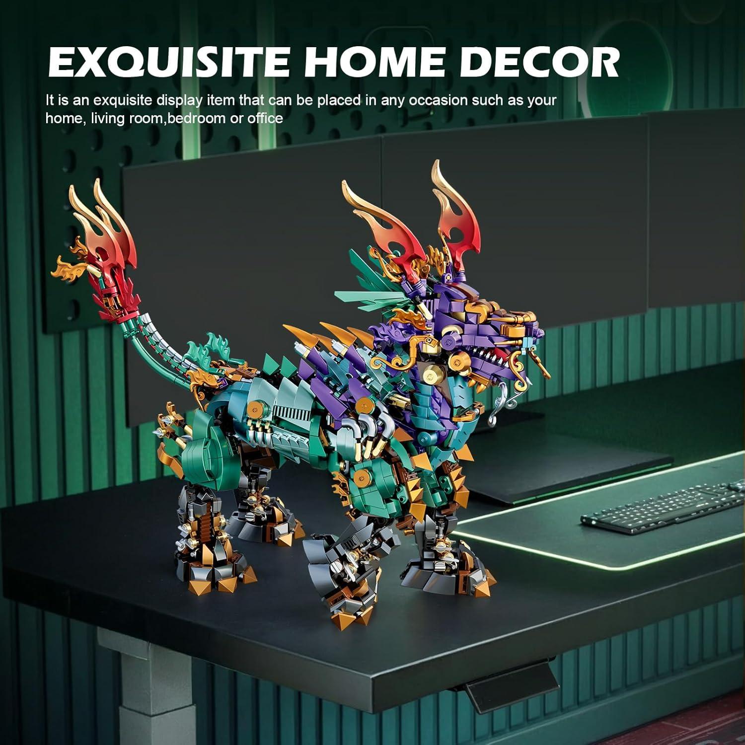 NUTCRACKER Cool Mechanical Kirin Animals Building Set, Unicorns Toy Building Set, Home Office Collectible Display Model Represents Good Luck, Easter Birthday Gift for Adult Boys Girls（1616 Pieces）