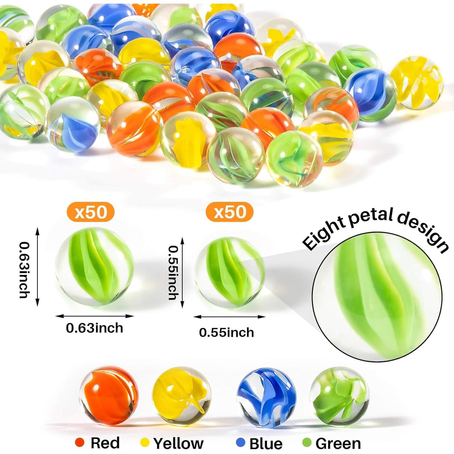 Canicas de vidrio Sukh - 100 piezas mezcla colores 14mm 16mm