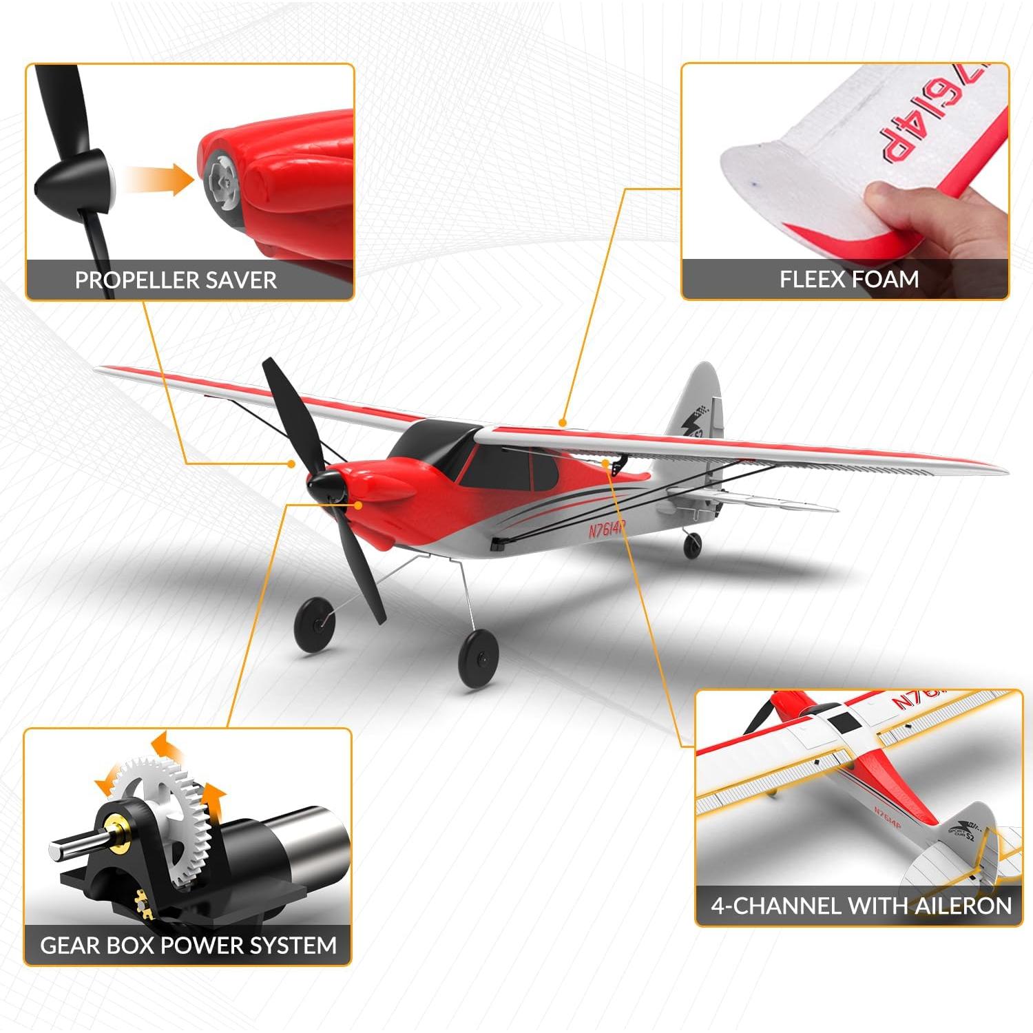 Avión RC EXHOBBY Sport Cub 500mm Rojo con Giroscopio