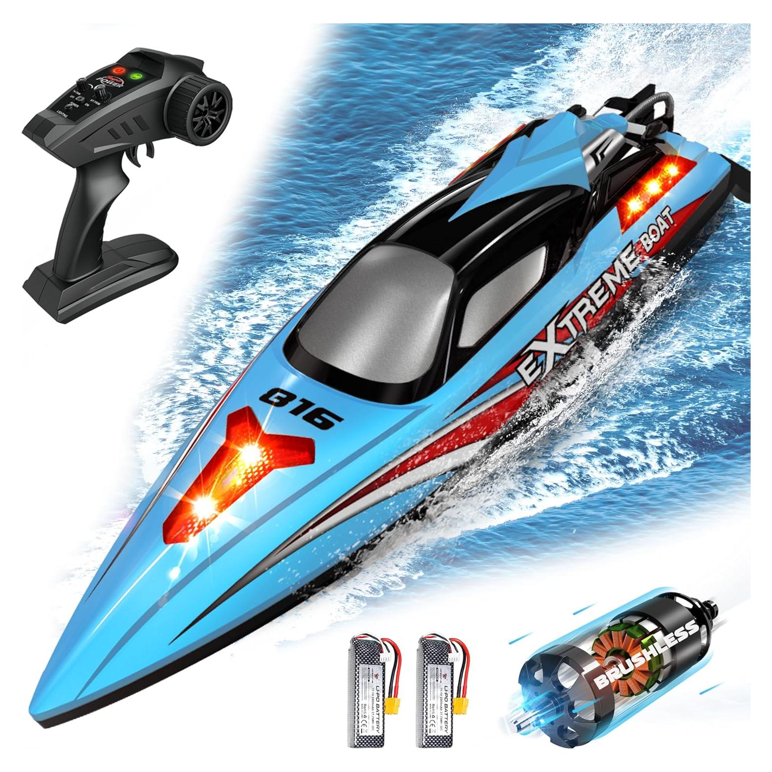 Barco RC HONGXUNJIE 48 cm Alta Velocidad 55 KM/h 2 Baterías