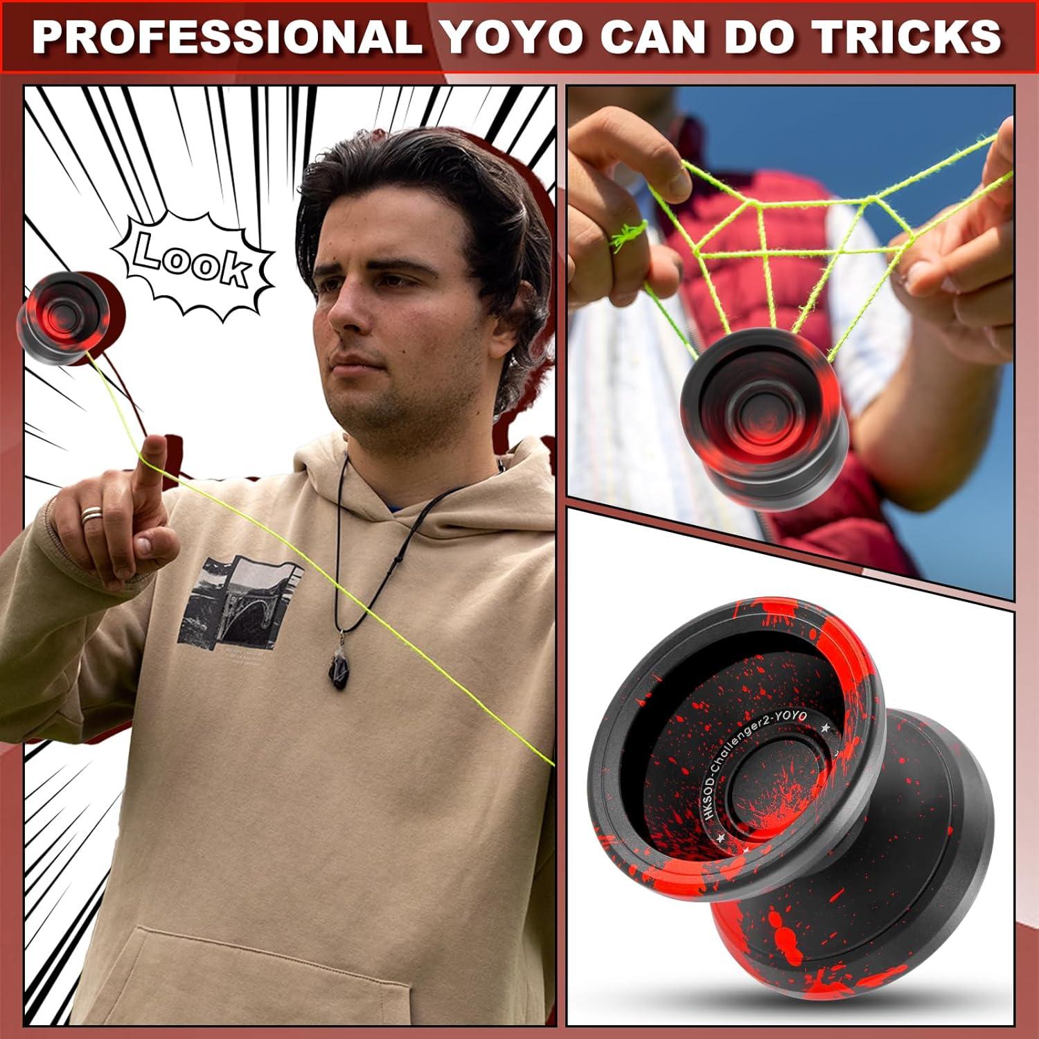 Yo-Yo Profesional HKSOD Metal Negro y Rojo para Niños y Adultos