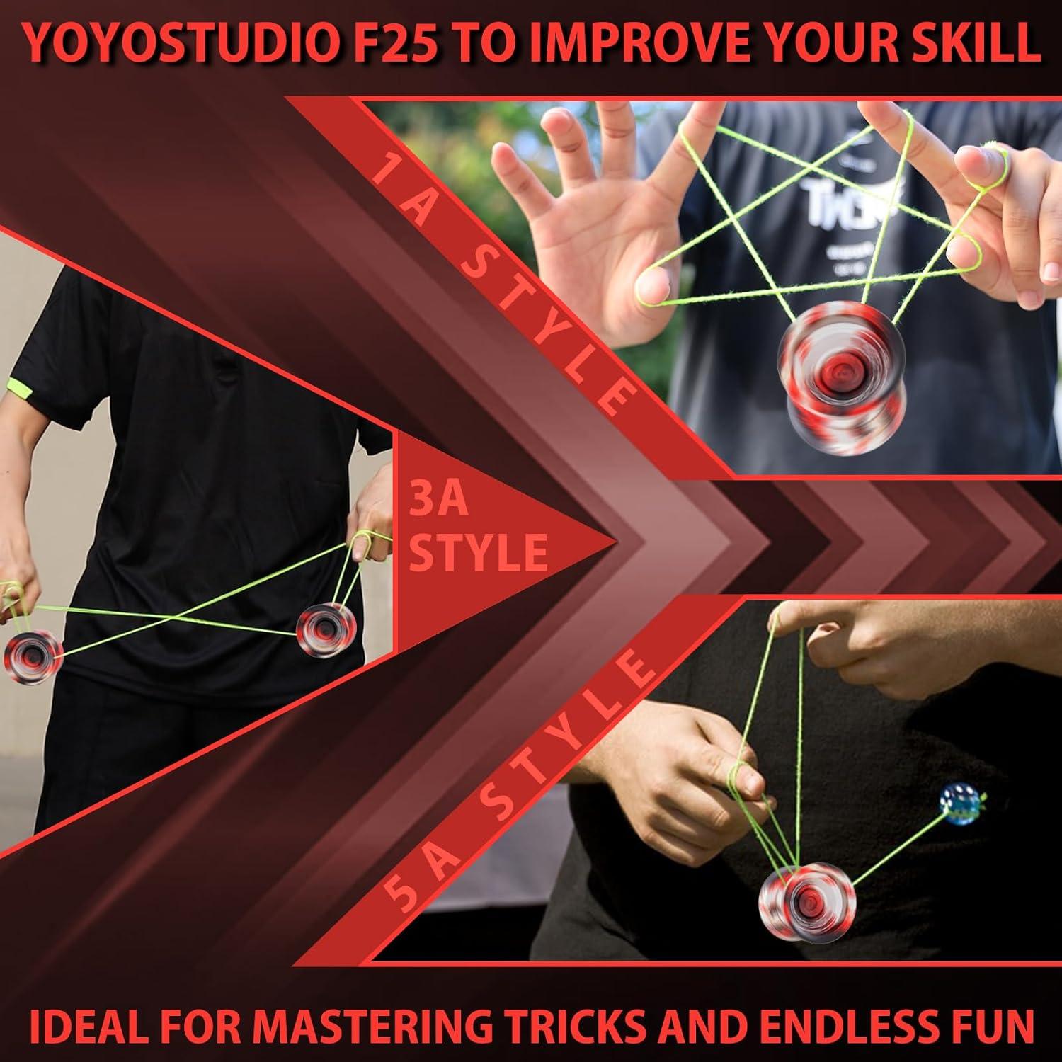 Yoyo Profesional YOYOSTUDIO F25 con Accesorios - Negro Rojo