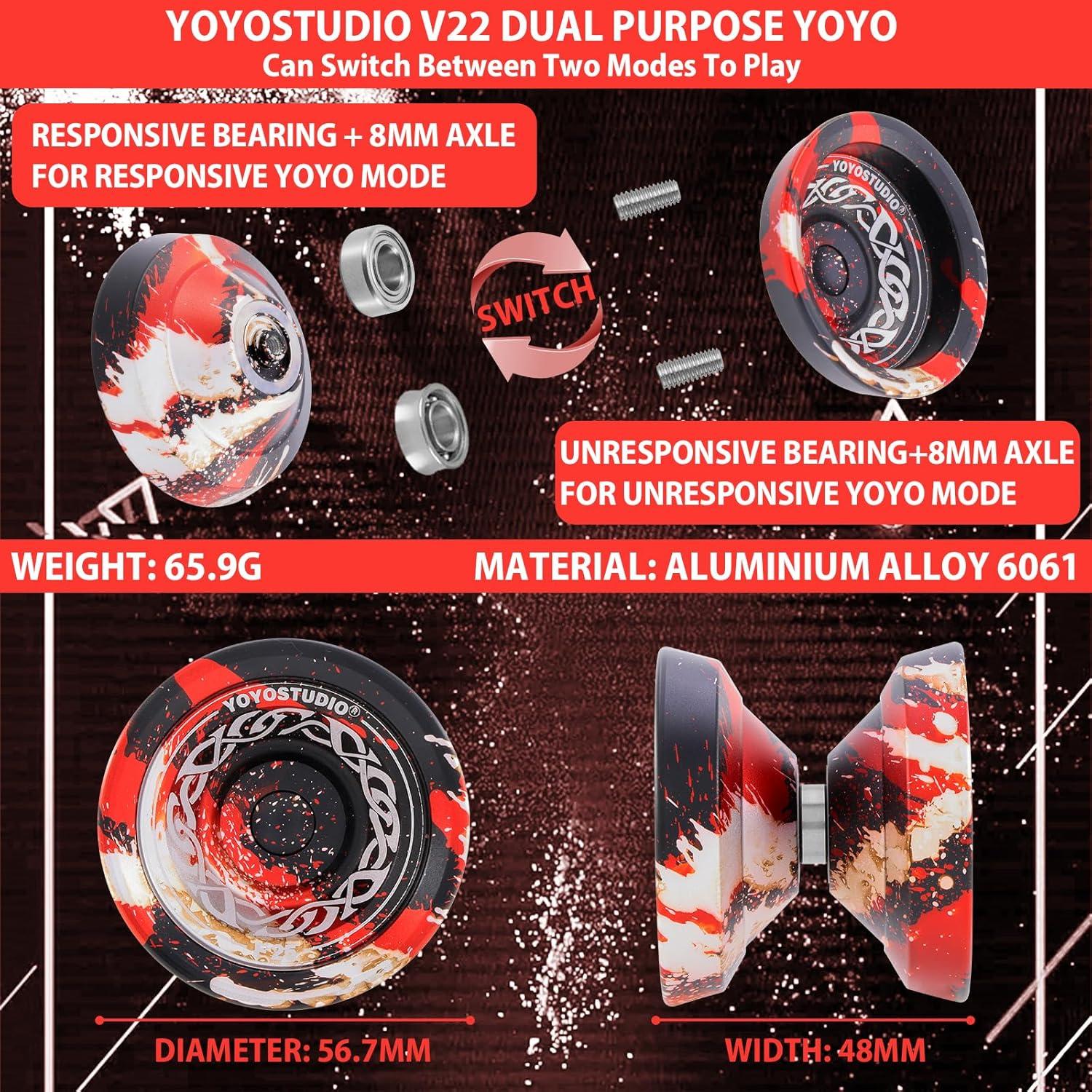 Yoyo Profesional YOYOSTUDIO F25 con Accesorios - Negro Rojo