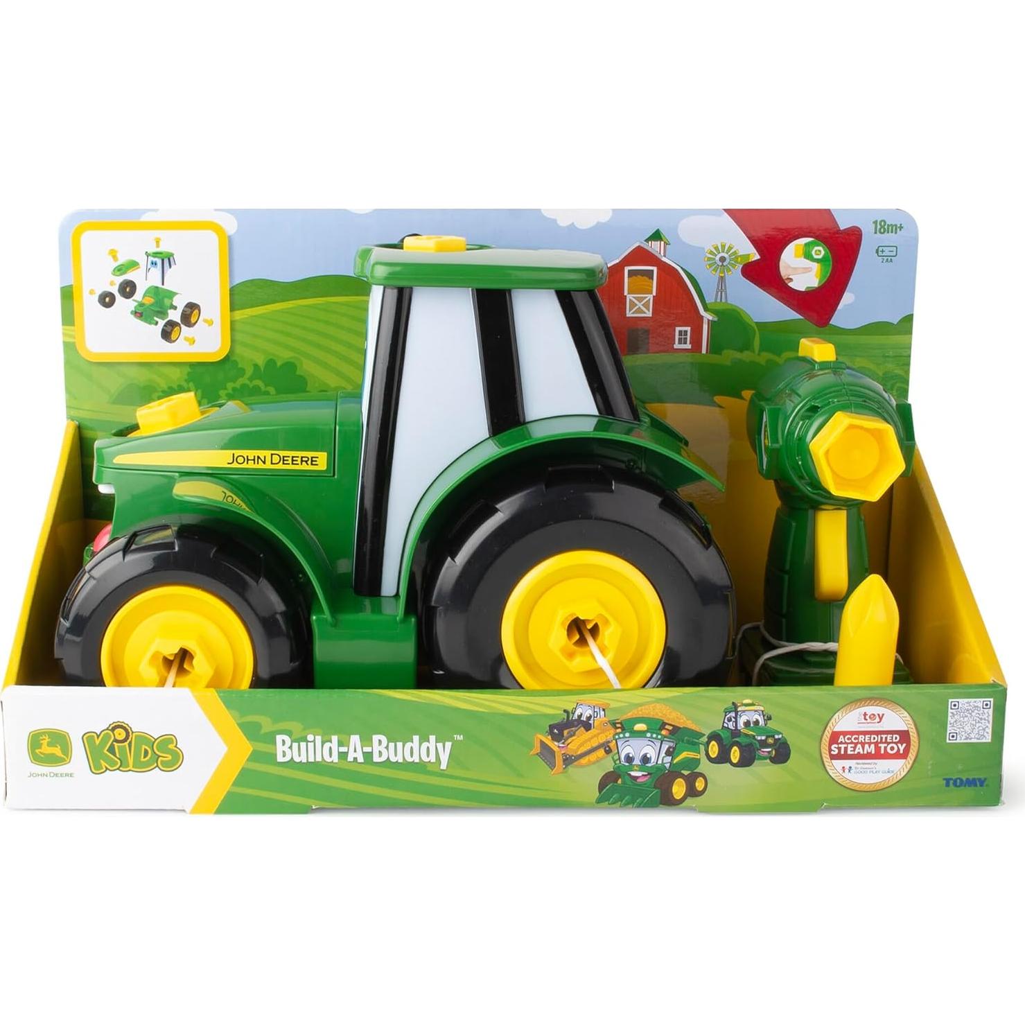 Juguete de Construcción John Deere Tractor con Taladro 16 Piezas
