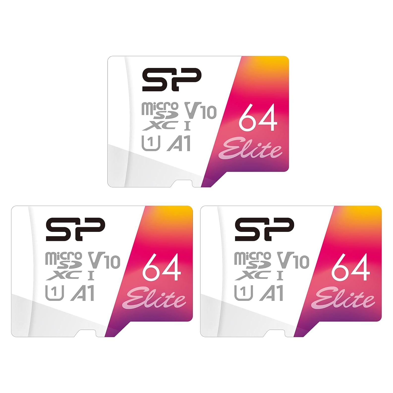 Silicon Power 3-Pack 64GB Micro SDXC UHS-I con Adaptador SD