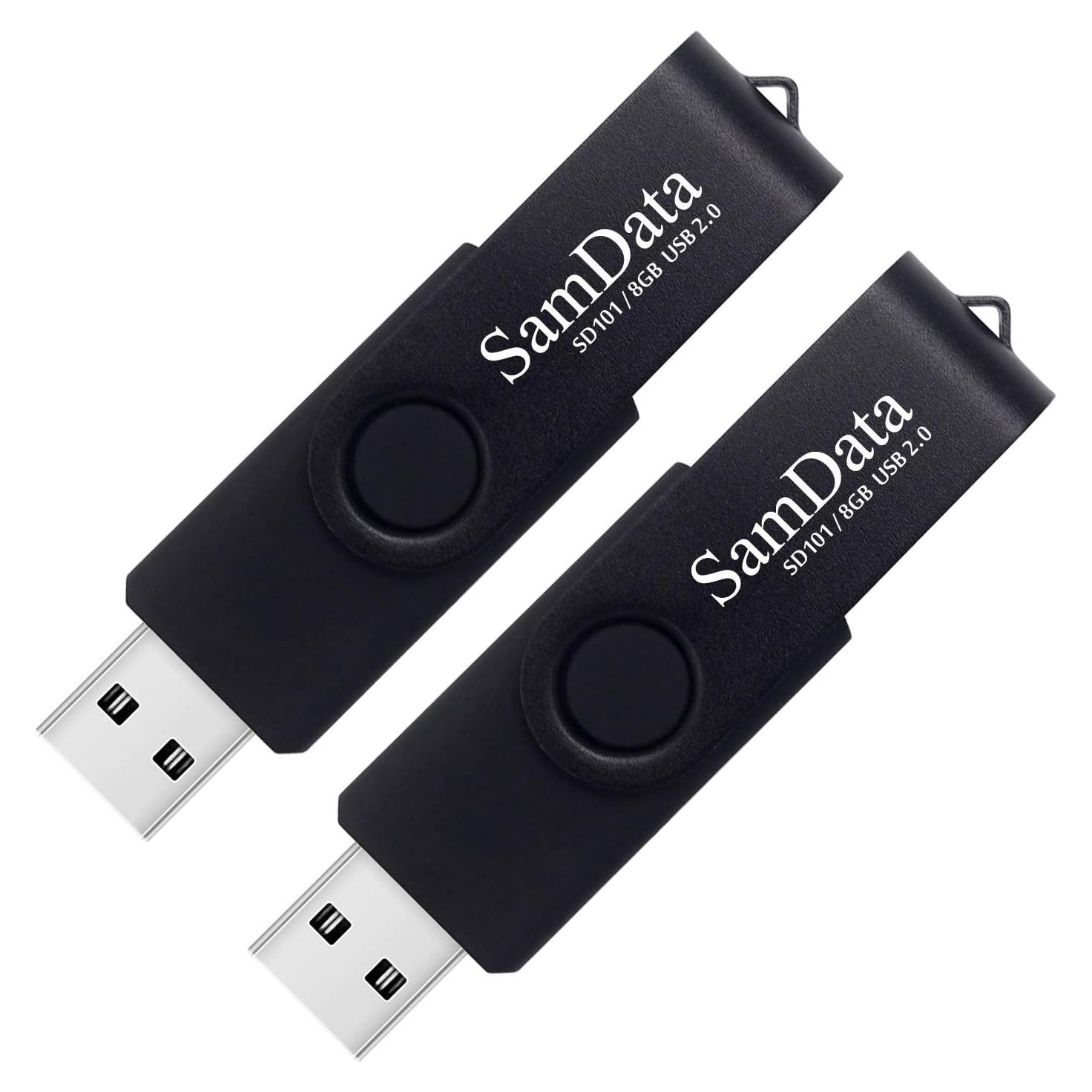 Paquete de 2 Unidades Flash USB 2.0 8GB SamData Negro