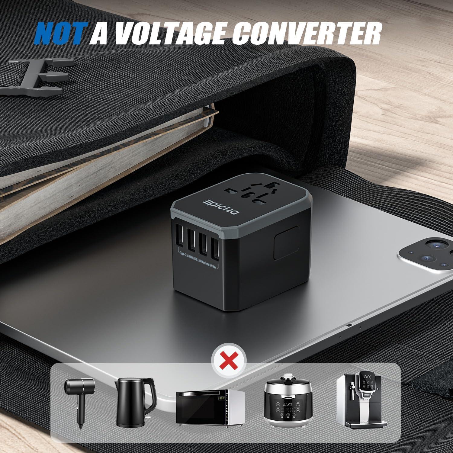 Adaptador de Viaje Universal EPICKA TA-105 con 4 Puertos USB