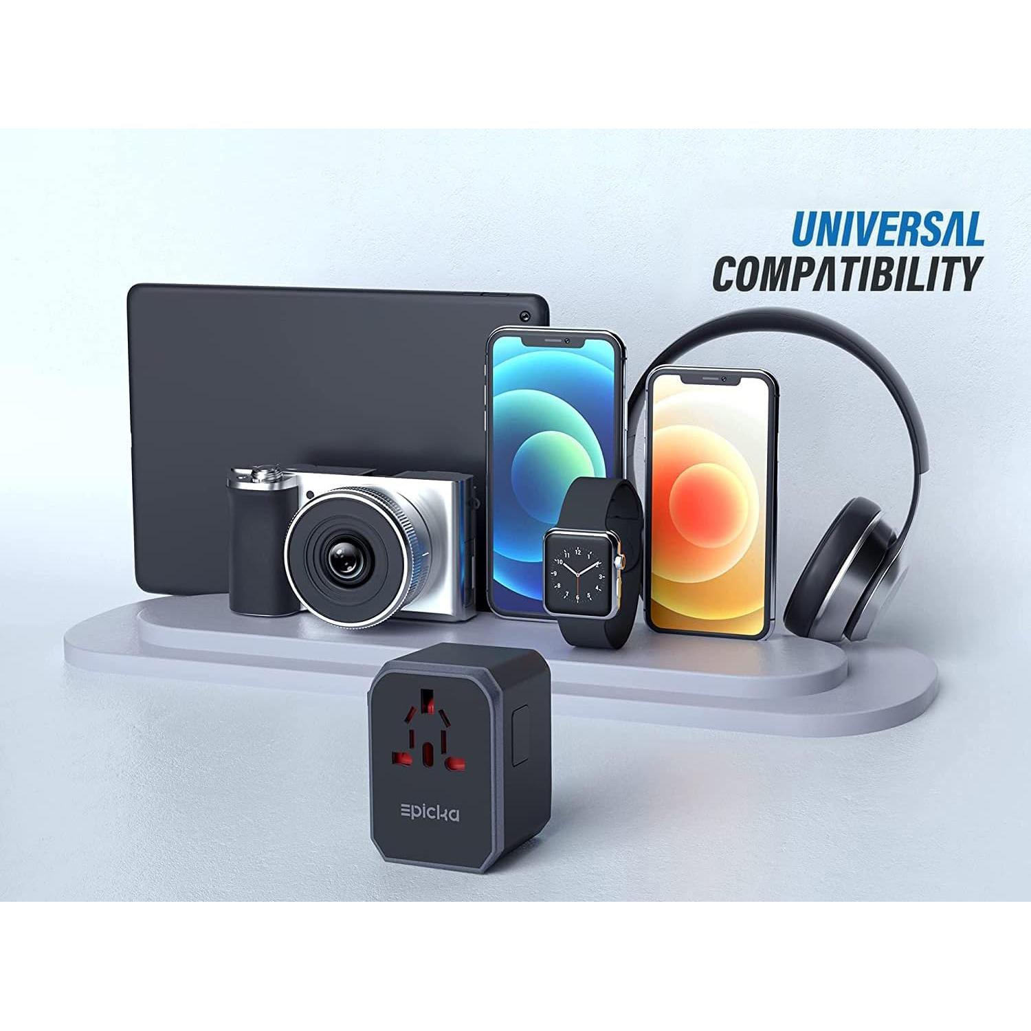 Adaptador de Viaje Universal EPICKA TA-105 con 4 Puertos USB