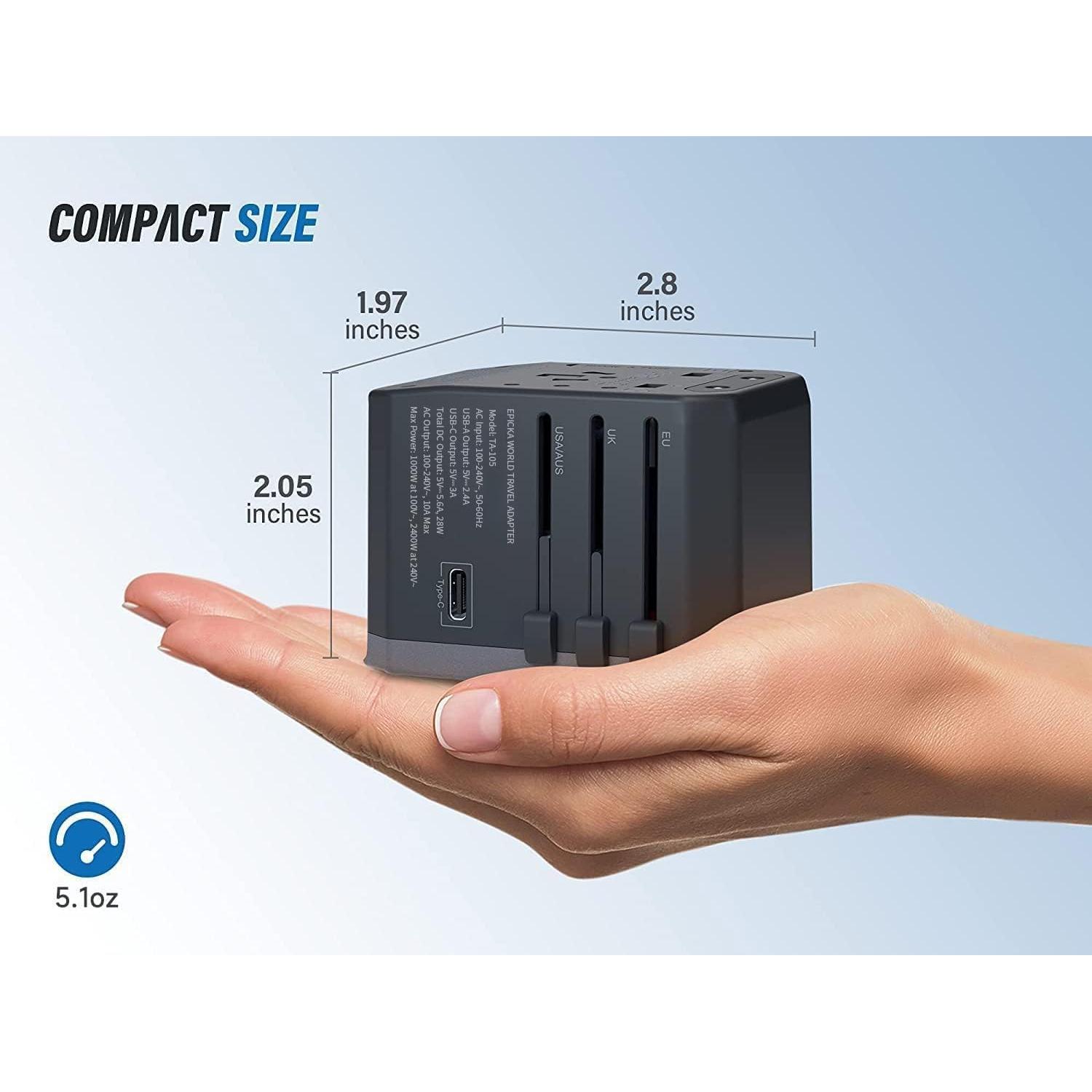 Adaptador de Viaje Universal EPICKA TA-105 con 4 Puertos USB